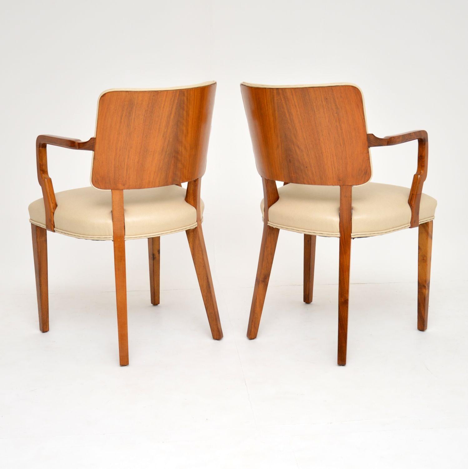 Early 20th Century Pair of Vintage Art Deco Walnut Armchairs