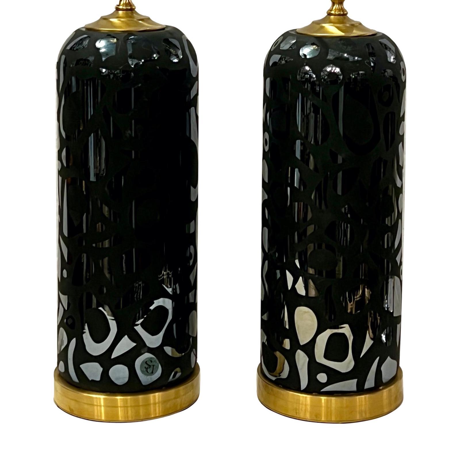 Paar Vintage-Kunstglas-Lampen im Zustand „Gut“ im Angebot in New York, NY