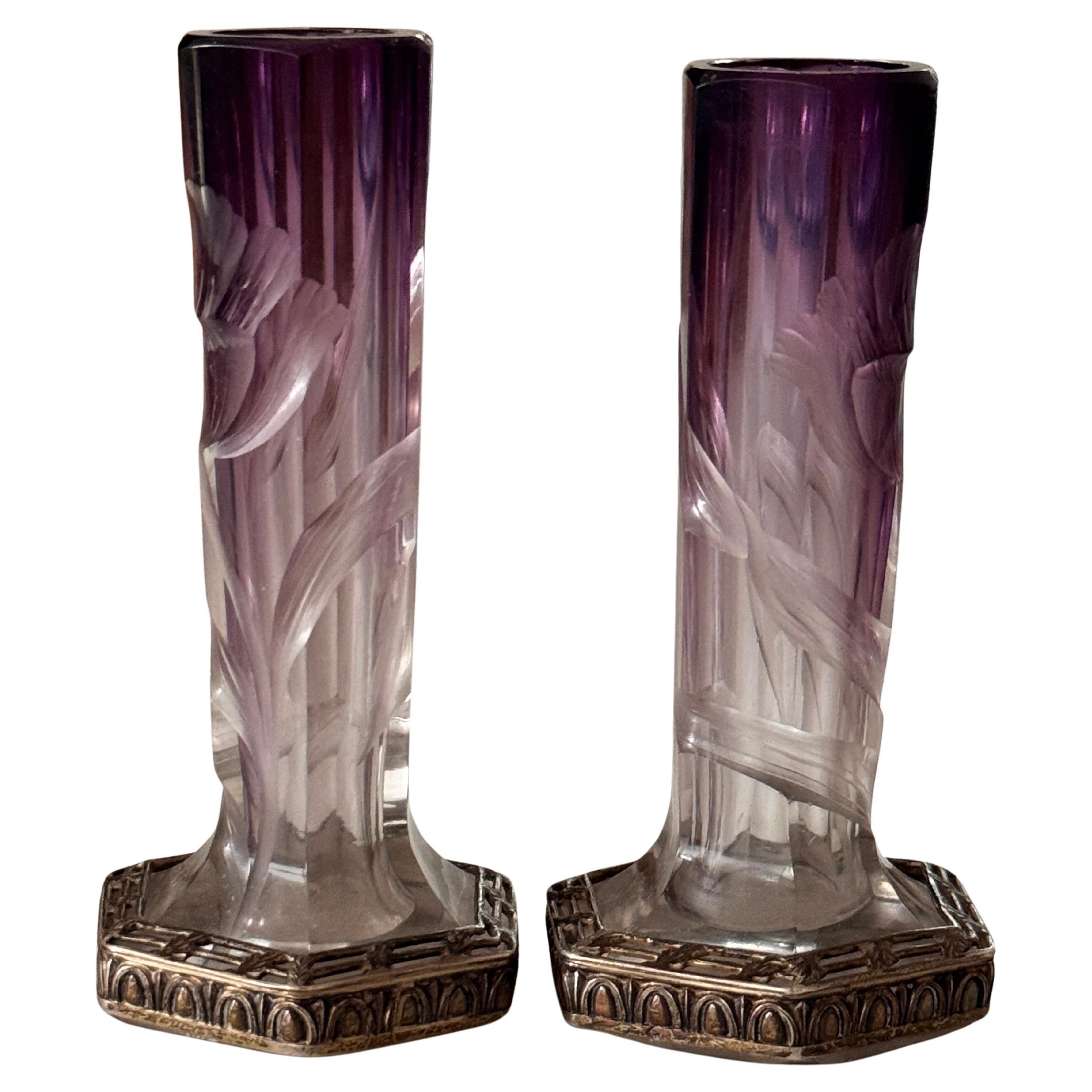 Coppia di vasi in cristallo tagliato Art of Vintage di Moser