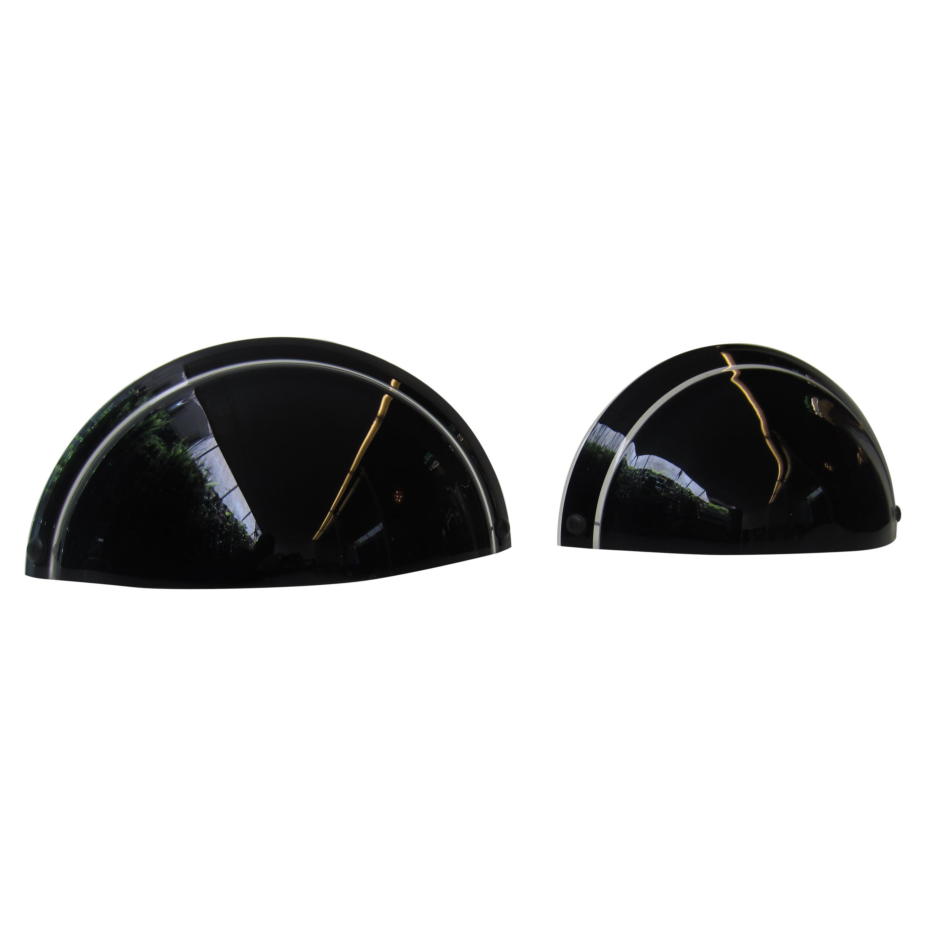 Pair of Vintage Artemide Black Glass Wall Sconce, Italy, 1970s