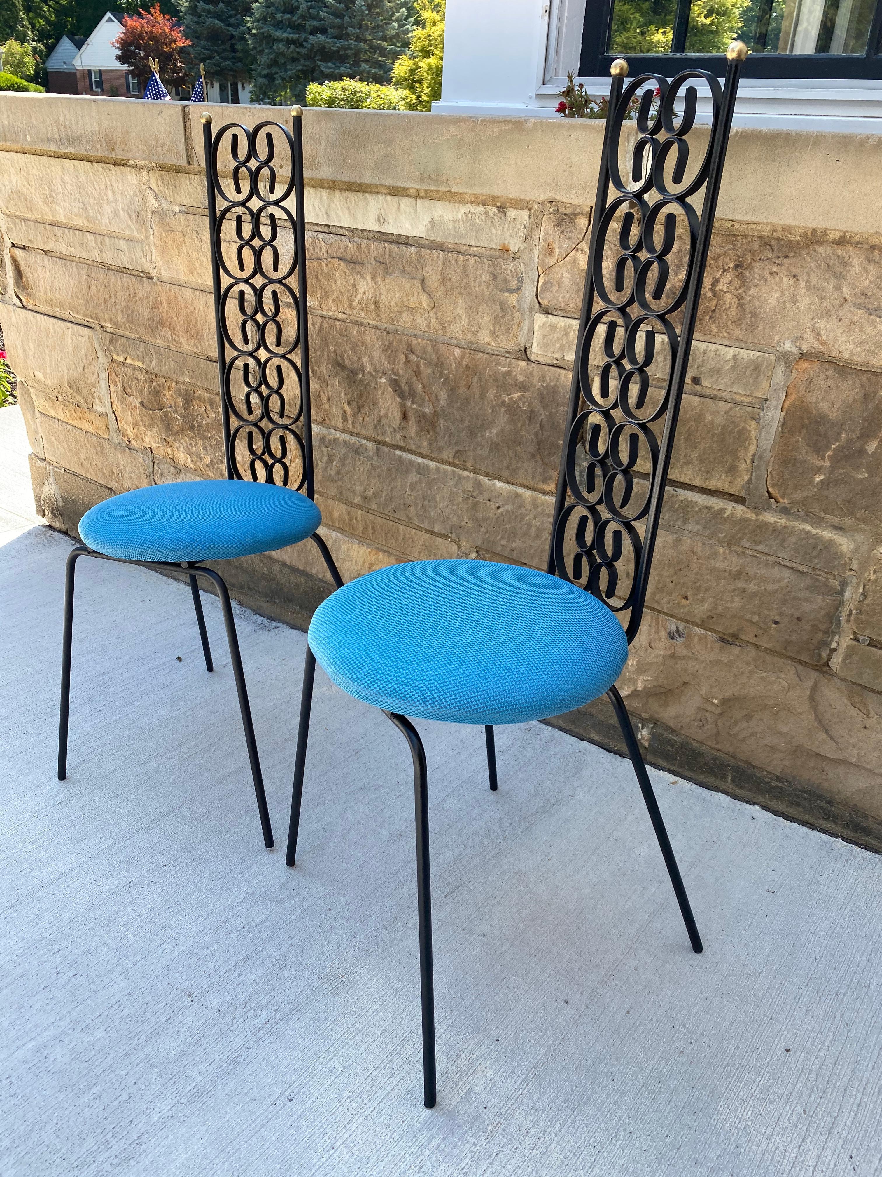 Mid-Century Modern Pair of Vintage Arthur Umanoff Wrought Iron Chairs For Sale