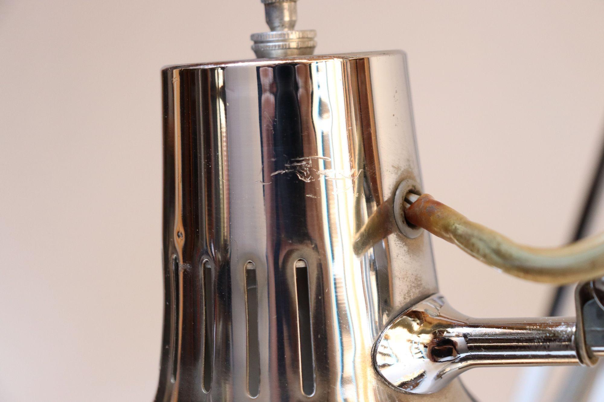 Pair of Vintage Articulating Chrome Desk/Task Lamps by Jac Jacobsen for Luxo For Sale 9