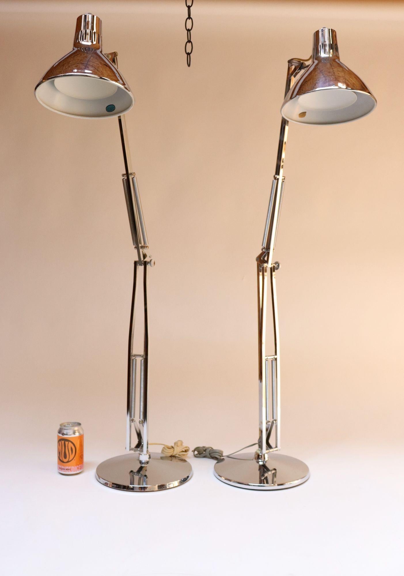 Metal Pair of Vintage Articulating Chrome Desk/Task Lamps by Jac Jacobsen for Luxo For Sale
