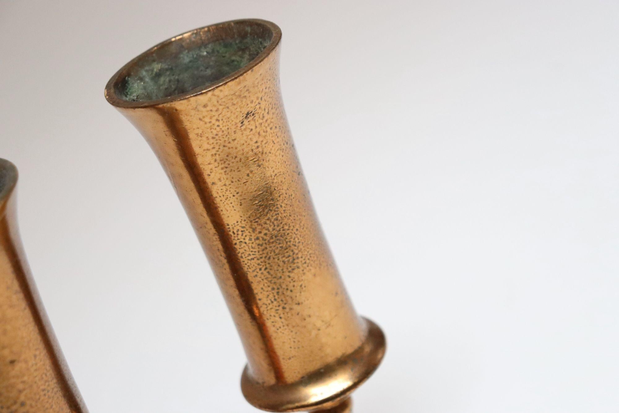 Pair of Vintage Arts and Crafts Style Copper Goblets / Bud Vases For Sale 7