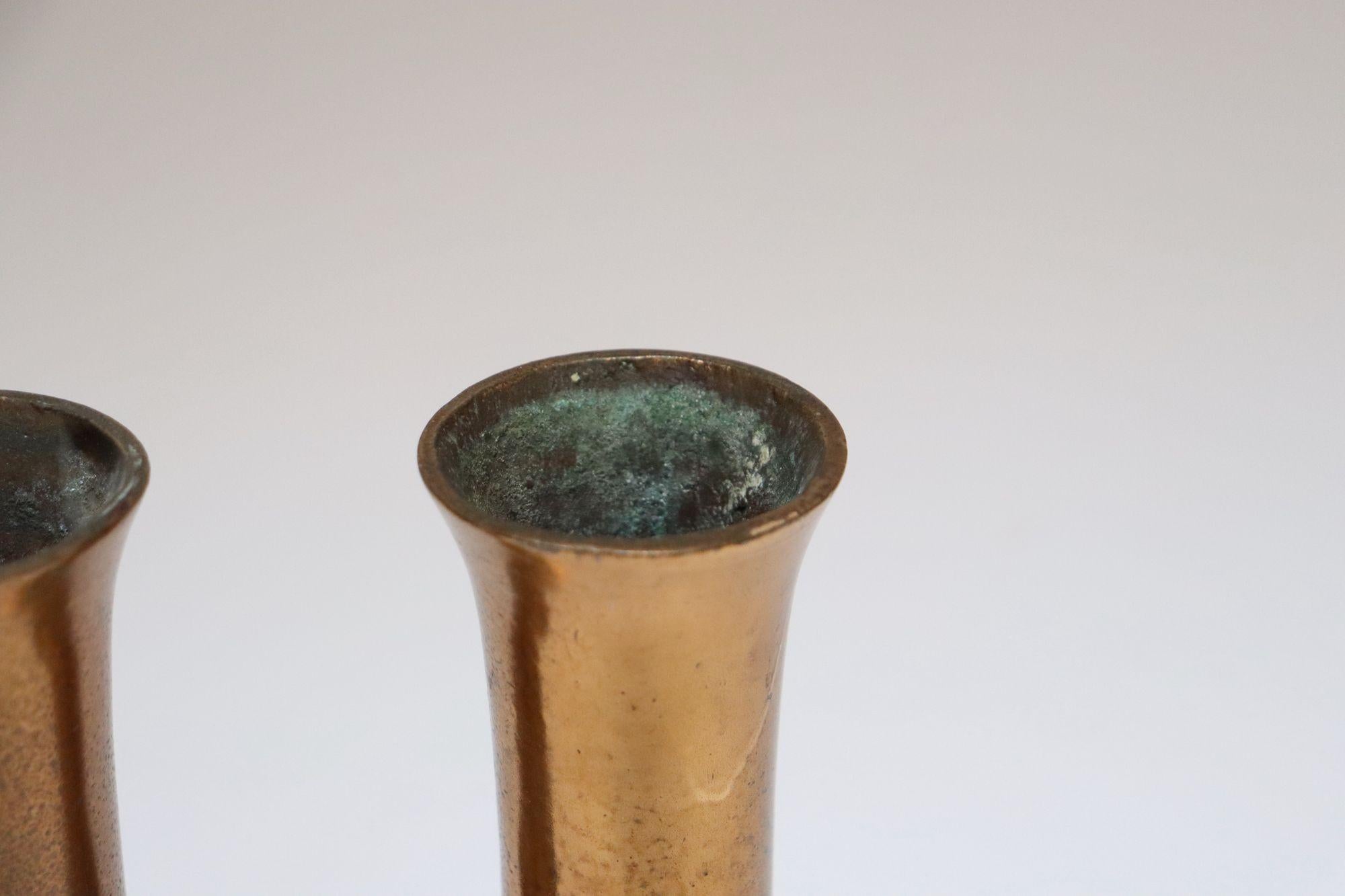 Pair of Vintage Arts and Crafts Style Copper Goblets / Bud Vases For Sale 8
