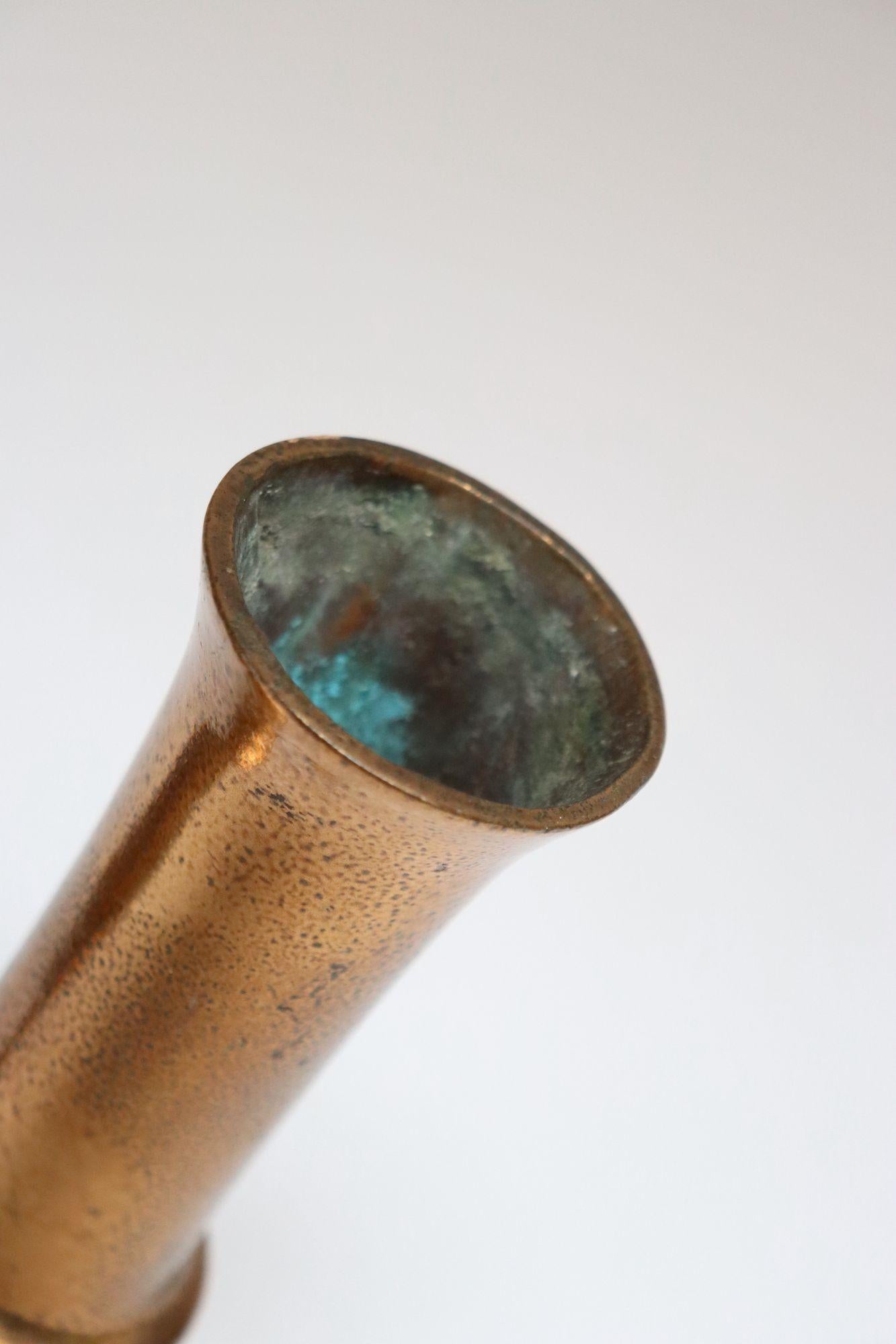 Pair of Vintage Arts and Crafts Style Copper Goblets / Bud Vases For Sale 9