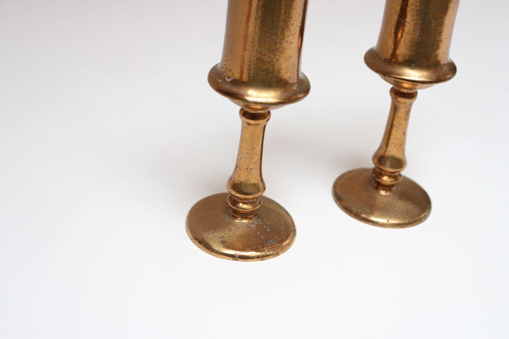 Pair of Vintage Arts and Crafts Style Copper Goblets / Bud Vases For Sale 10