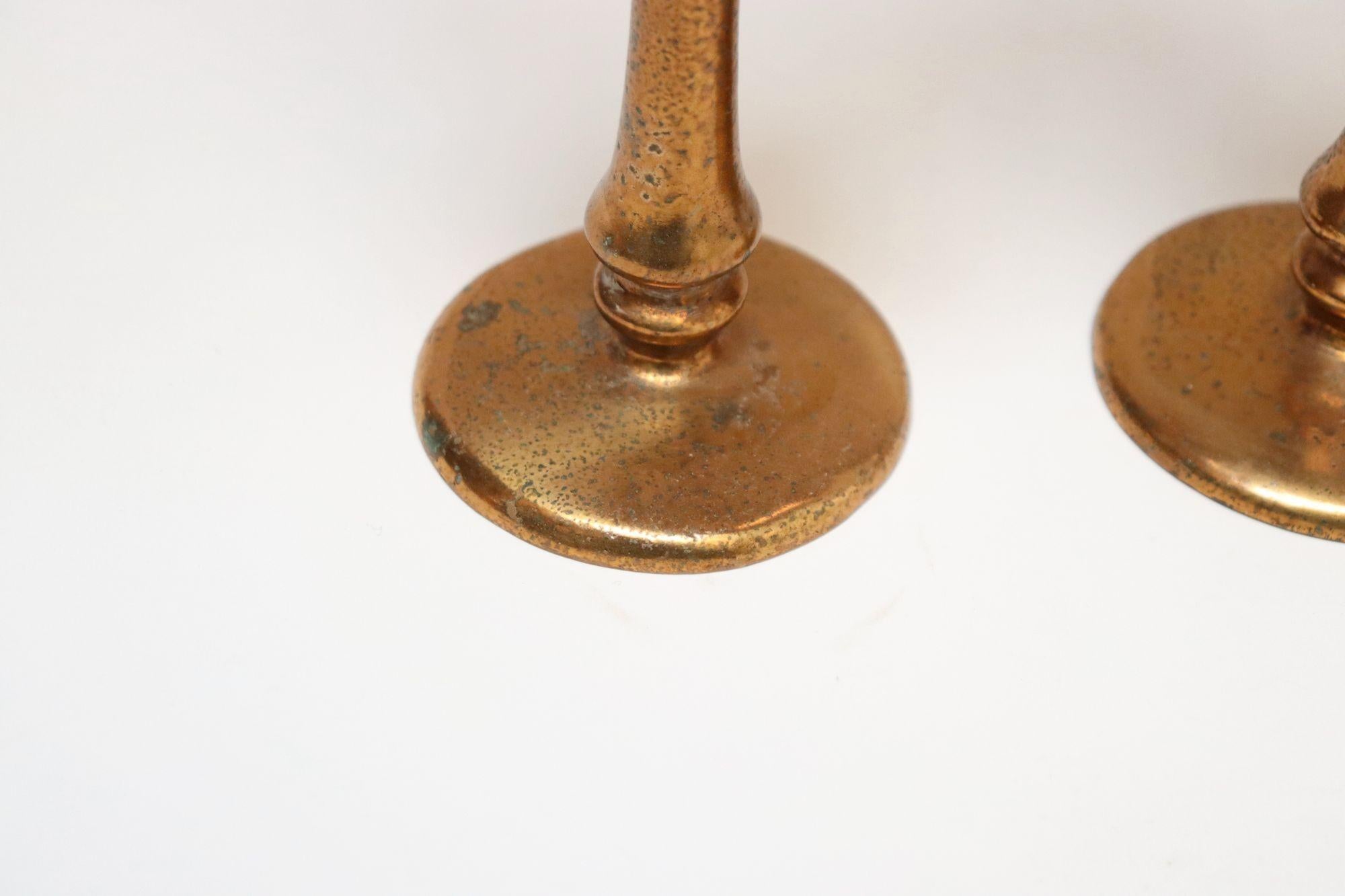Pair of Vintage Arts and Crafts Style Copper Goblets / Bud Vases For Sale 13
