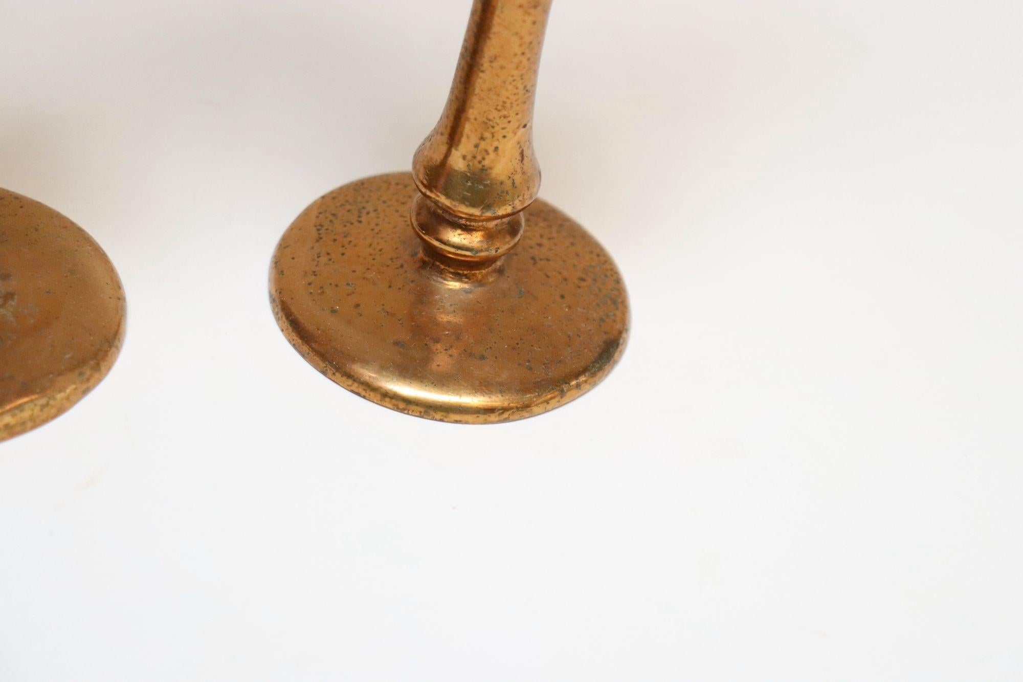 Pair of Vintage Arts and Crafts Style Copper Goblets / Bud Vases For Sale 14