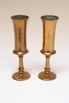 Pair of Vintage Arts and Crafts Style Copper Goblets / Bud Vases