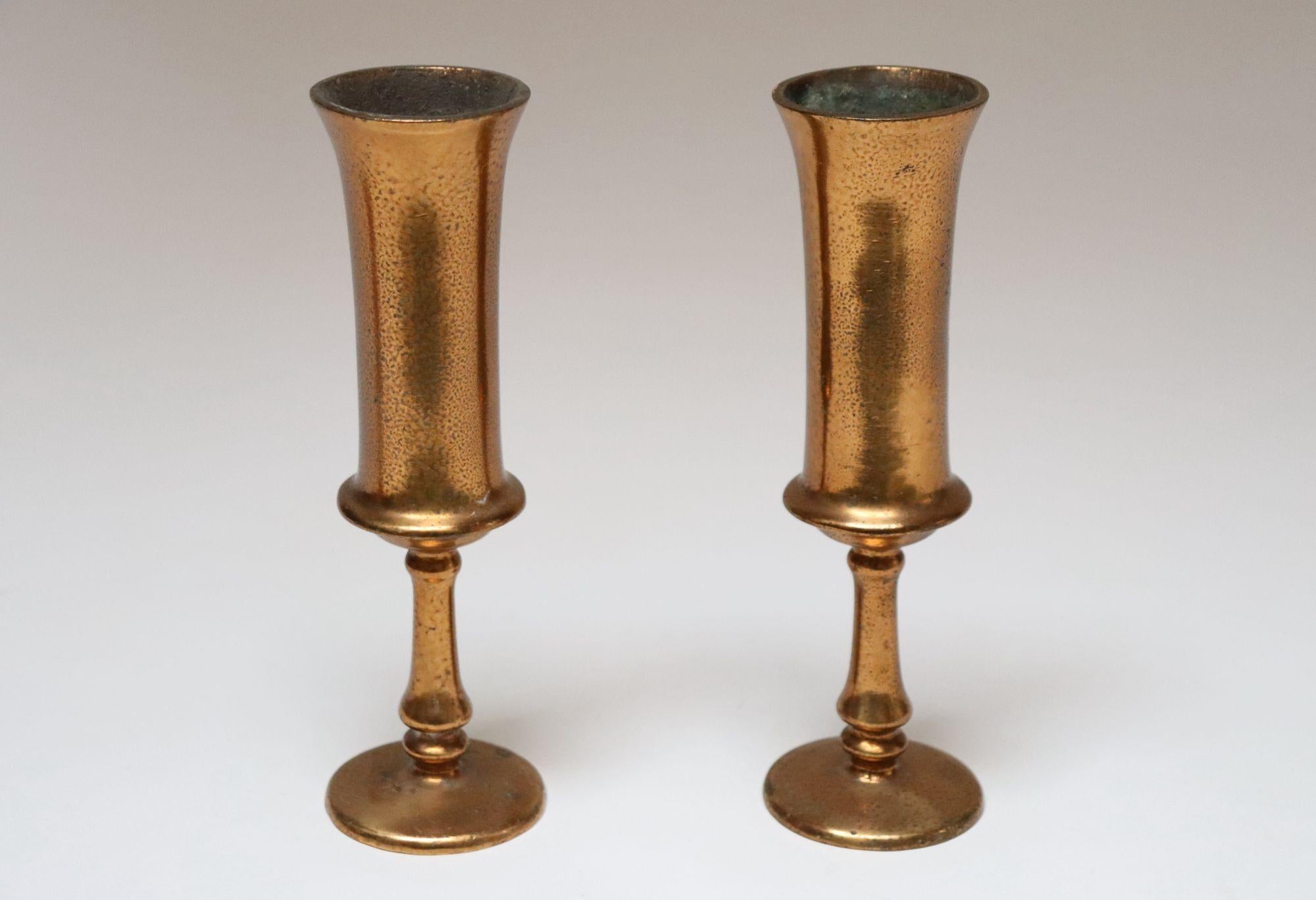 American Pair of Vintage Arts and Crafts Style Copper Goblets / Bud Vases For Sale