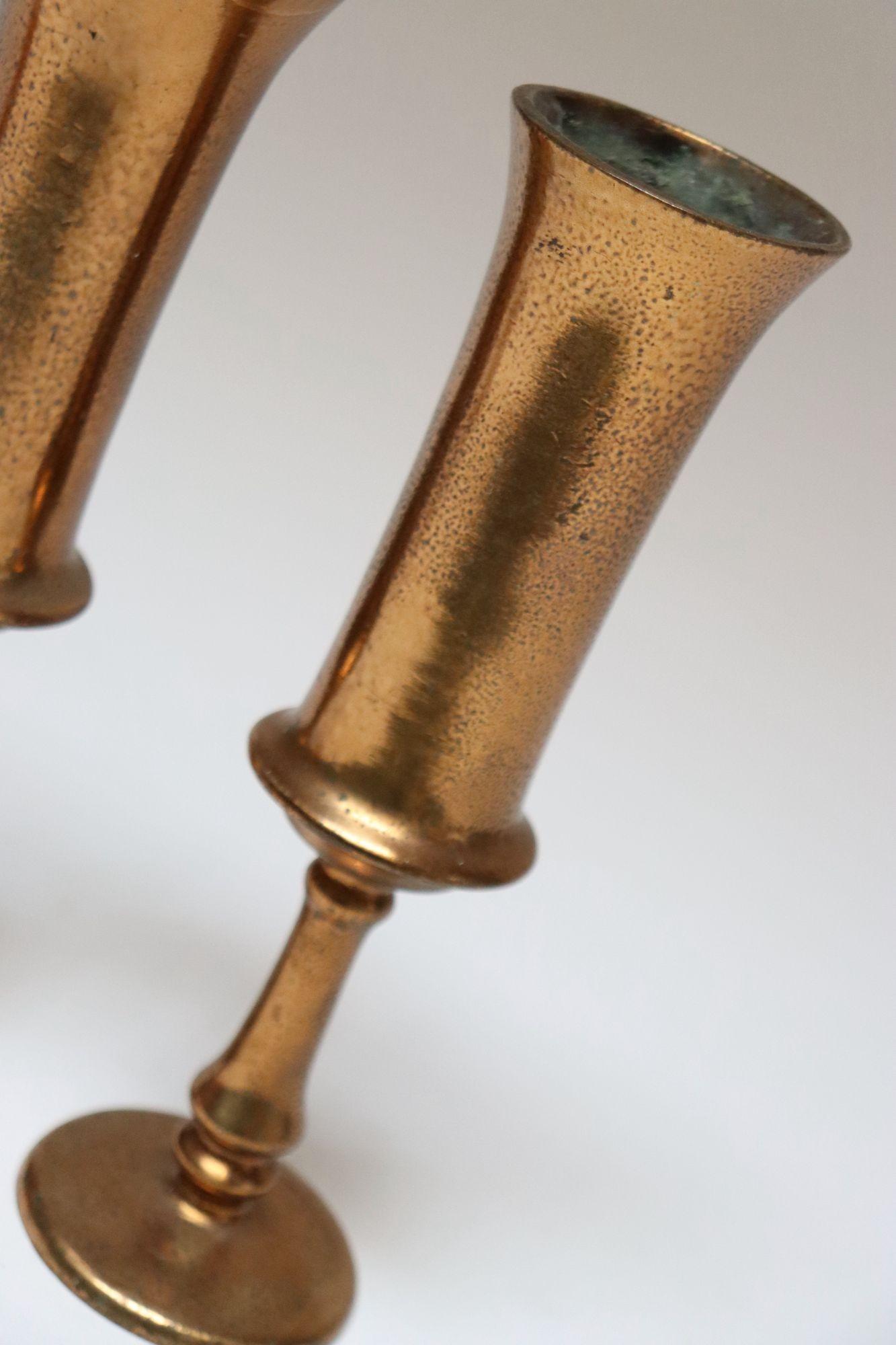 Pair of Vintage Arts and Crafts Style Copper Goblets / Bud Vases For Sale 3
