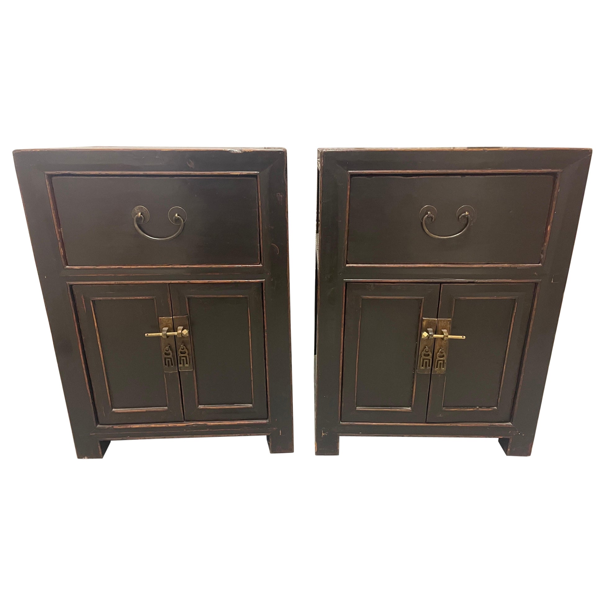Pair of vintage Asian inspired wood end tables