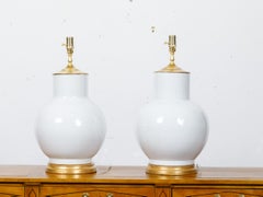 Pair of Asian Porcelain Ginger Jars Table Lamps - USA Wired