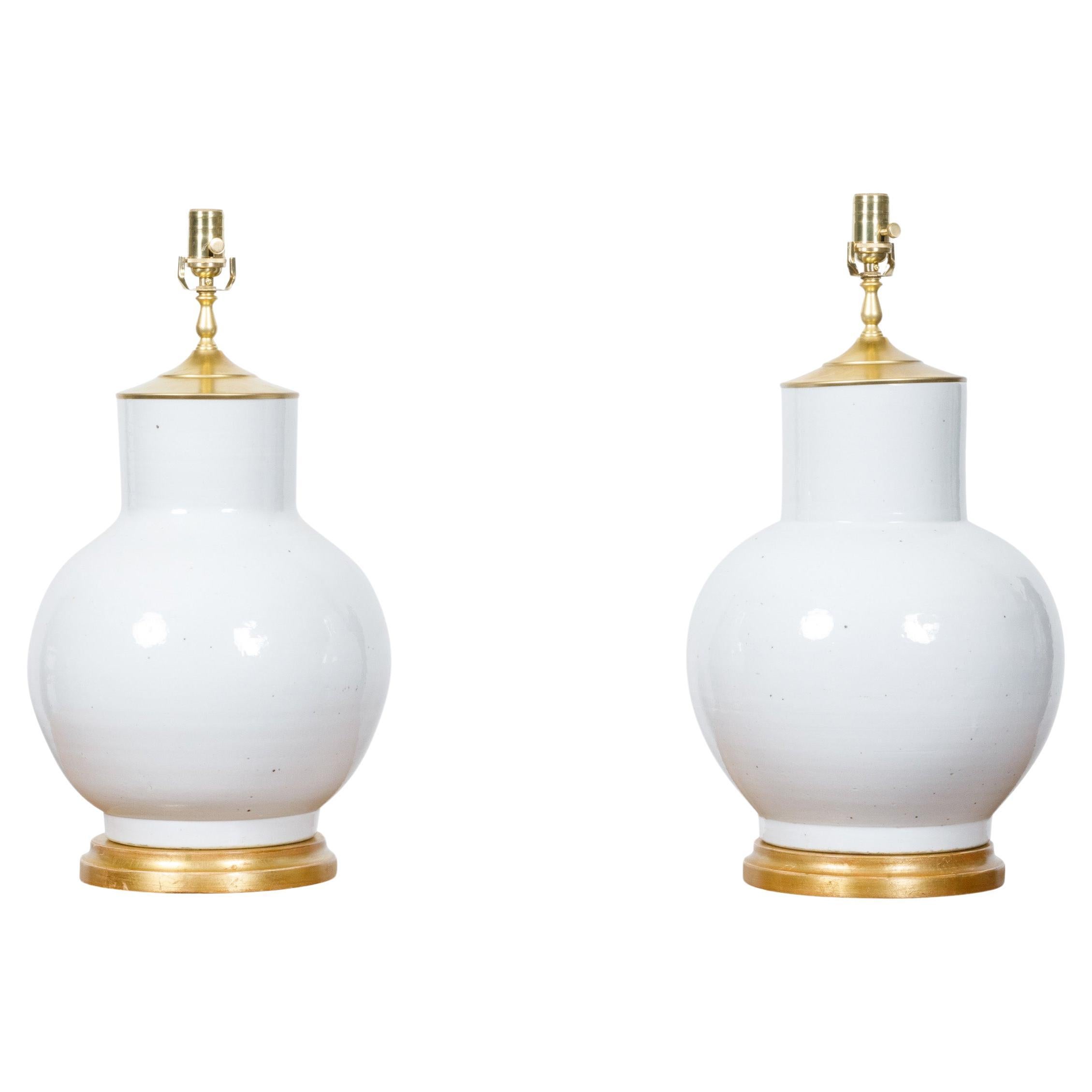 Pair of Asian Porcelain Ginger Jars Table Lamps - USA Wired