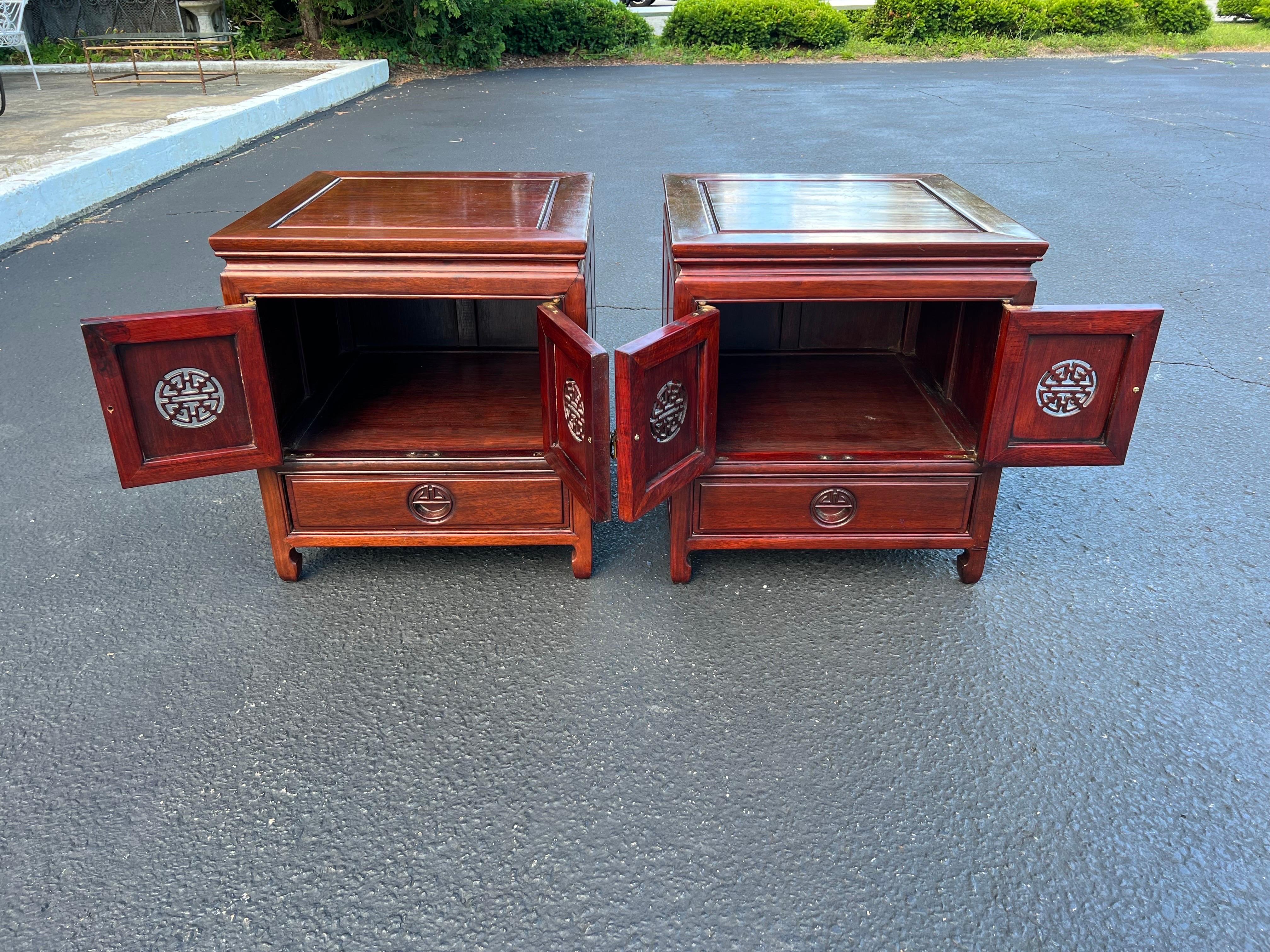 Pair of Vintage Asian Rosewood Nightstands by George Zee For Sale 7