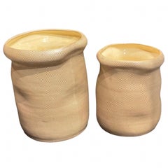 Pair of Vintage Asymmetrical Snakeskin Texture Planters