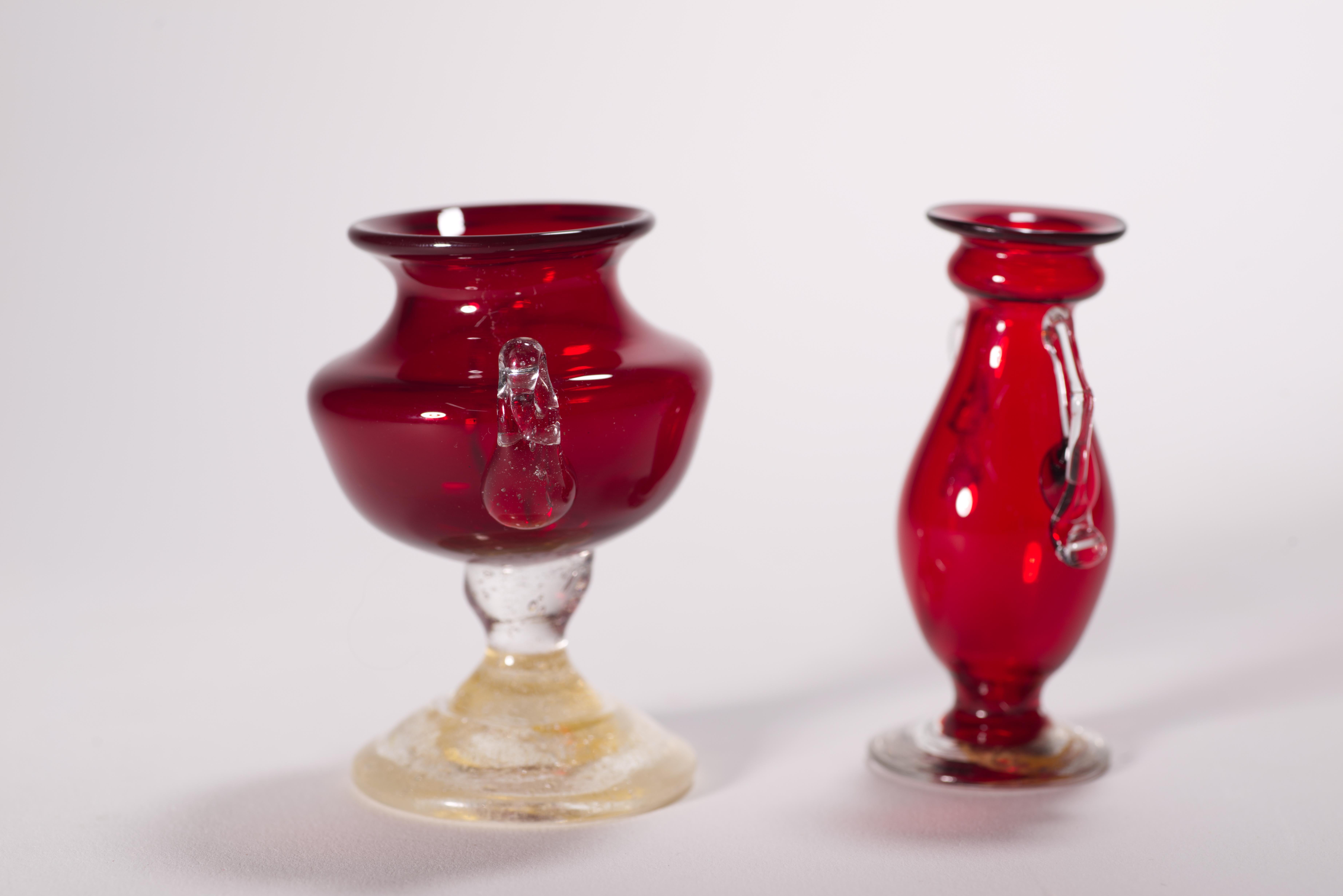 Italiano Coppia di mini vasi a bocciolo AVEM d'epoca, Murano, Italia, firmati in vendita