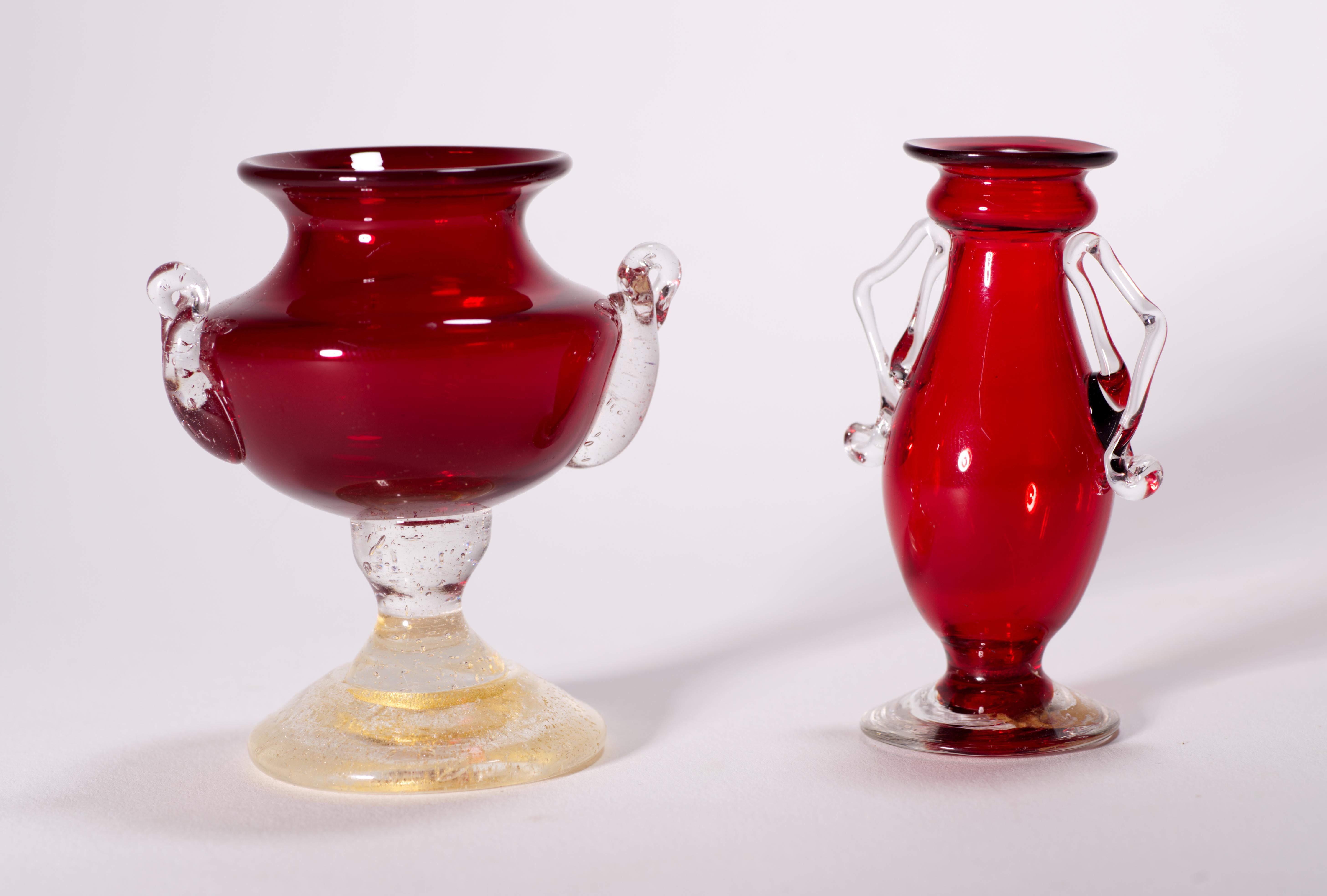 Fatto a mano Coppia di mini vasi a bocciolo AVEM d'epoca, Murano, Italia, firmati in vendita
