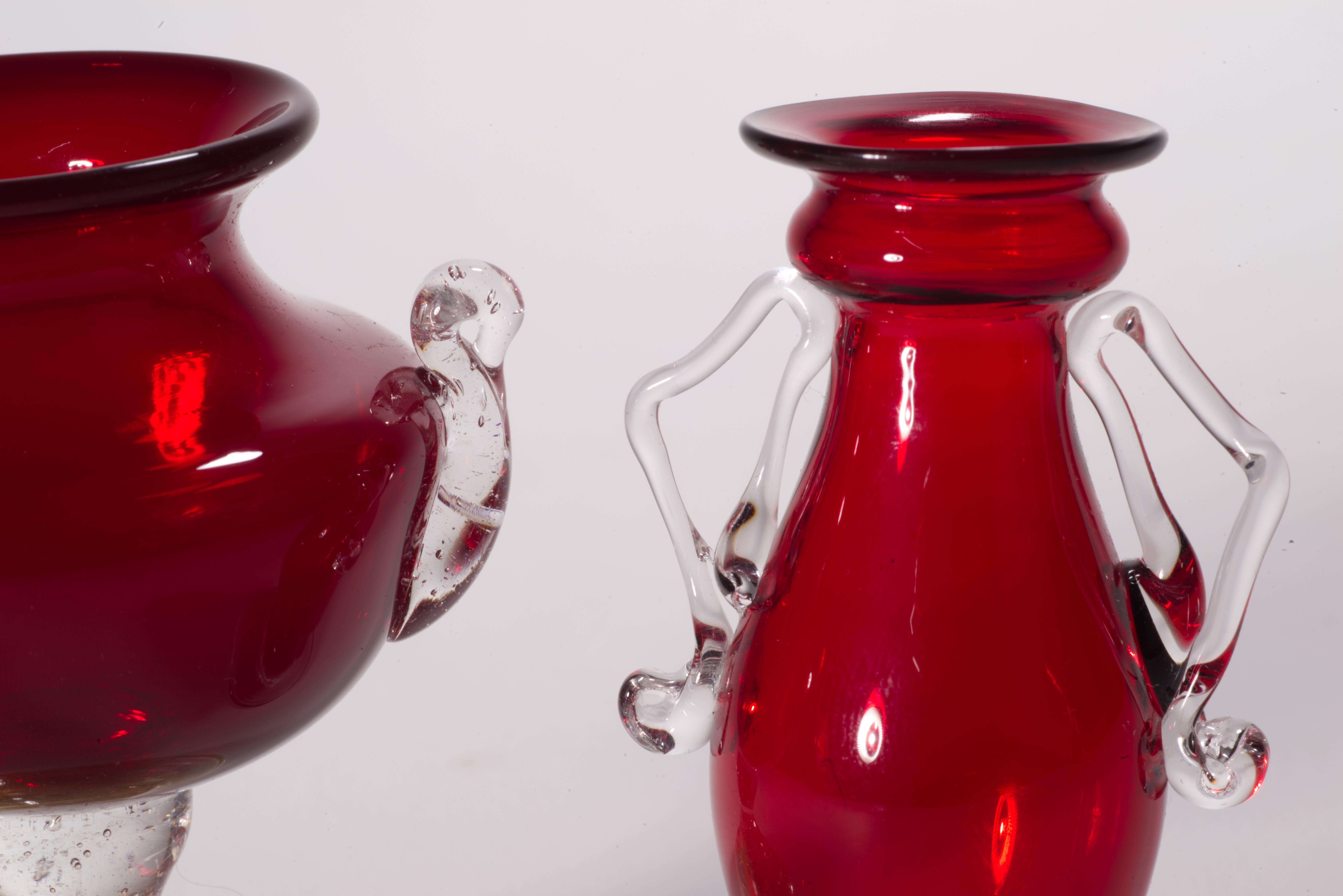 Vetro artistico Coppia di mini vasi a bocciolo AVEM d'epoca, Murano, Italia, firmati in vendita
