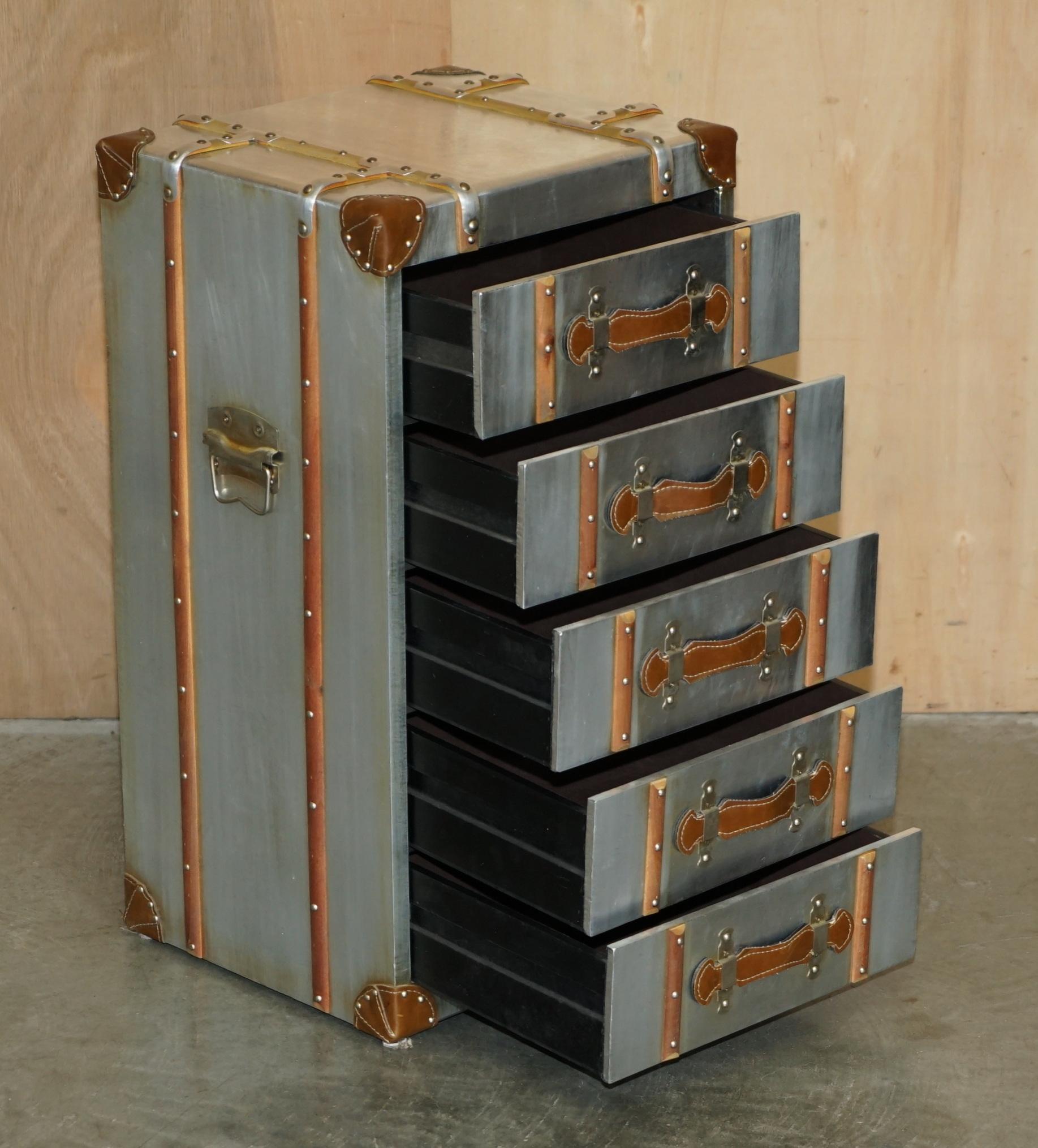 PAIR OF VINTAGE AVIATOR PILOT STYLE POLISH ALUMINIUM NIGHTSTAND BEDSIDE TABLEs 5