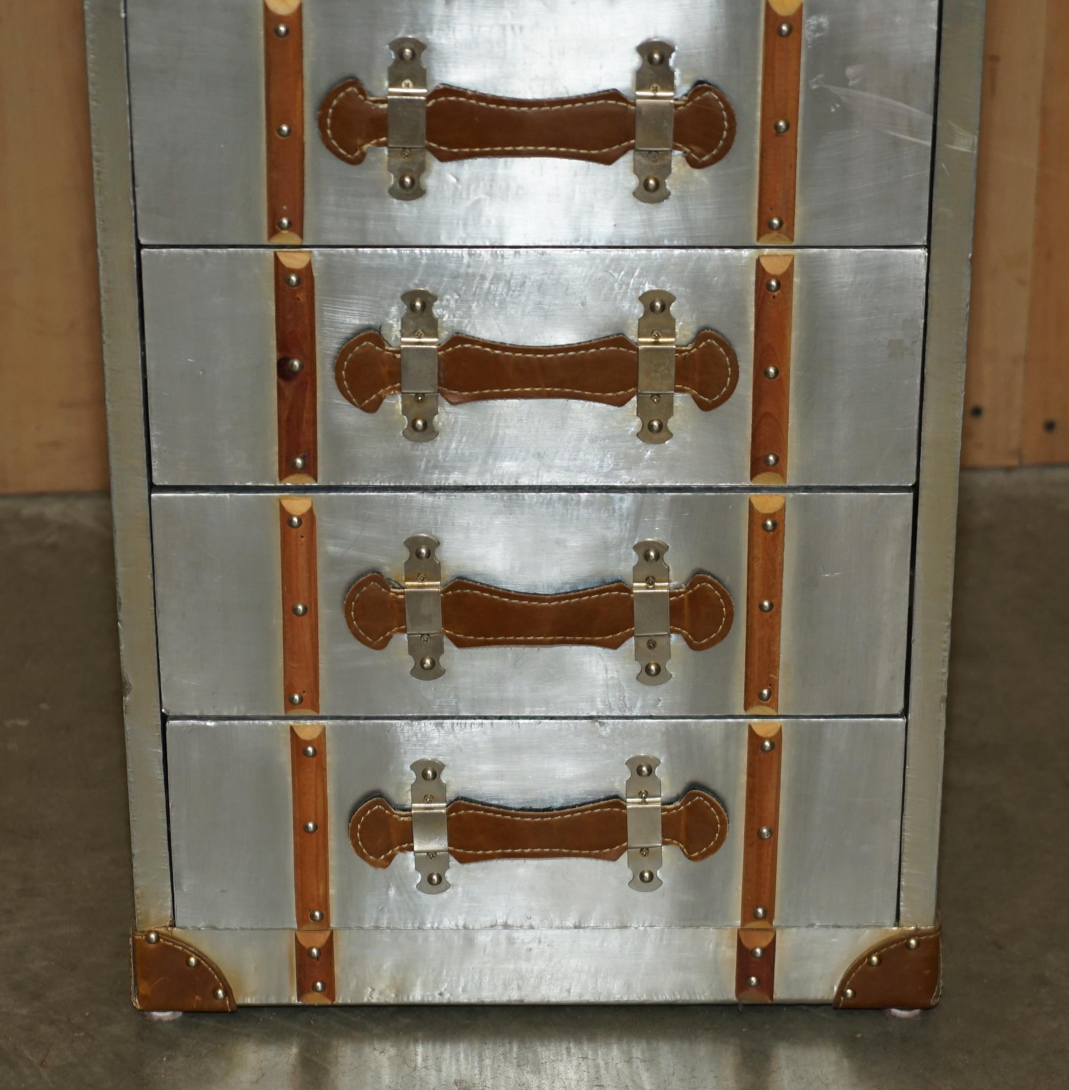 PAIR OF VINTAGE AVIATOR PILOT STYLE POLISH ALUMINIUM NIGHTSTAND BEDSIDE TABLEs 10