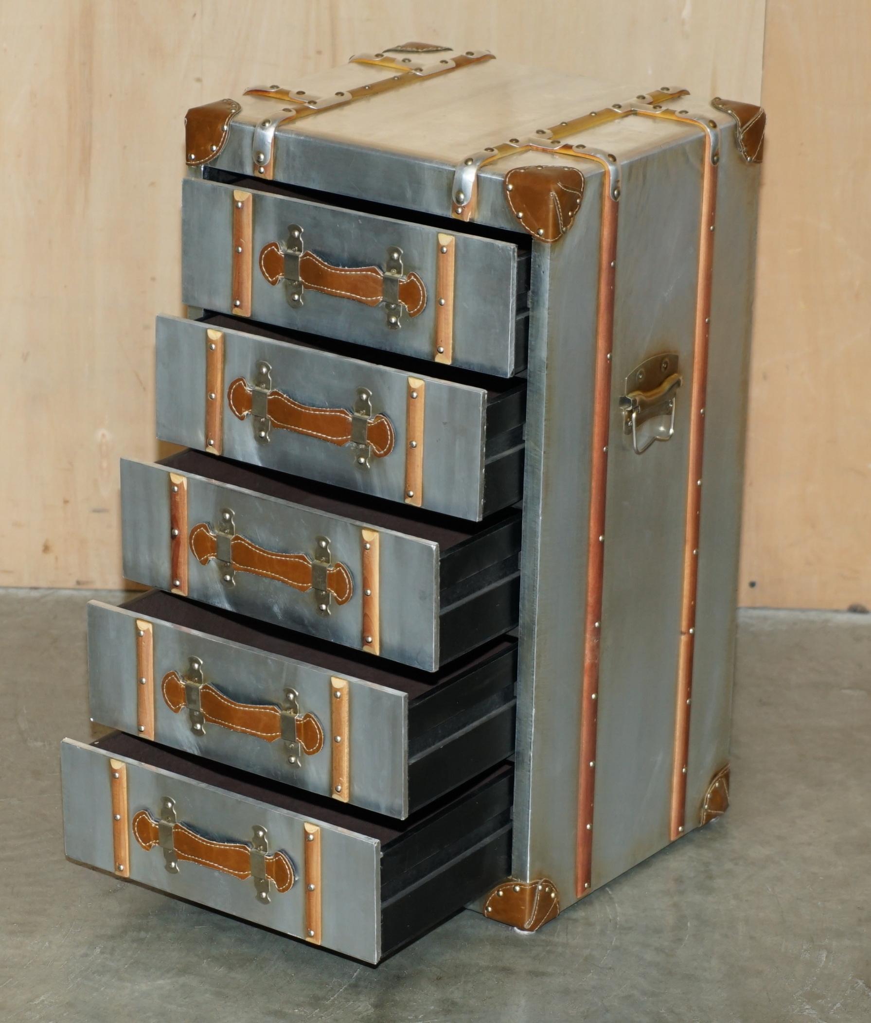 PAIR OF VINTAGE AVIATOR PILOT STYLE POLISH ALUMINIUM NIGHTSTAND BEDSIDE TABLEs 13