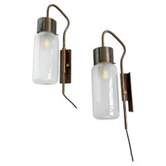 Pair of Vintage Azucena Lp10 "Bidoni" Wall Lamps, Luigi Caccia Dominioni Design