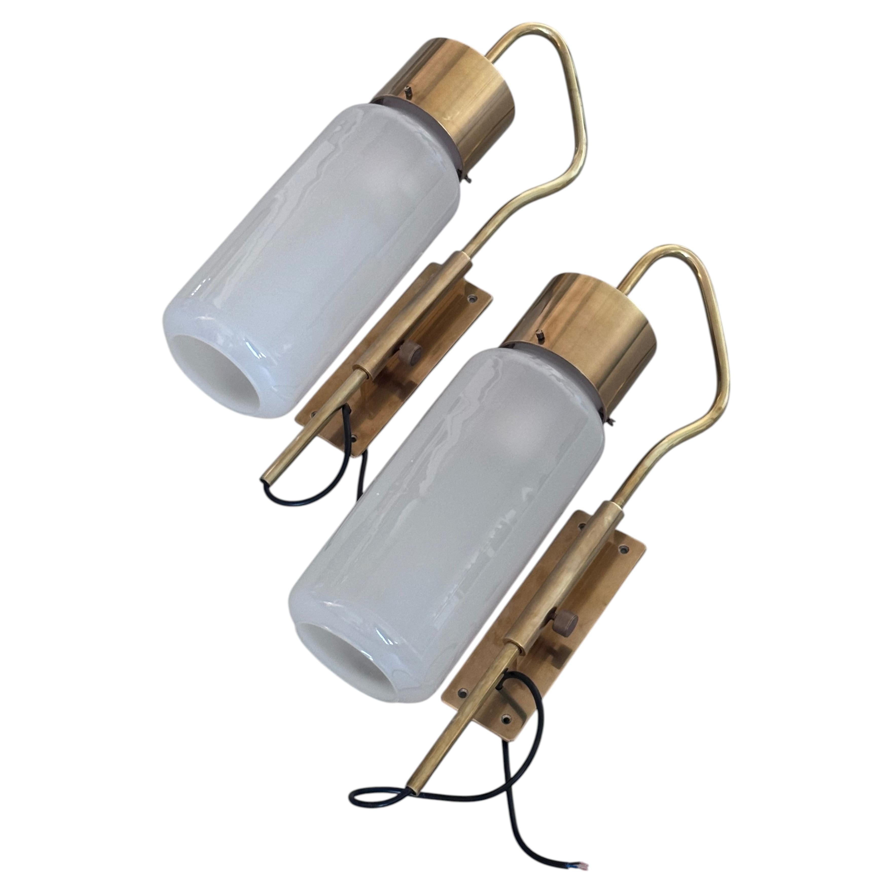 Pair of Vintage Azucena Lp10 "Bidoni" Wall Lamps, Luigi Caccia Dominioni Design