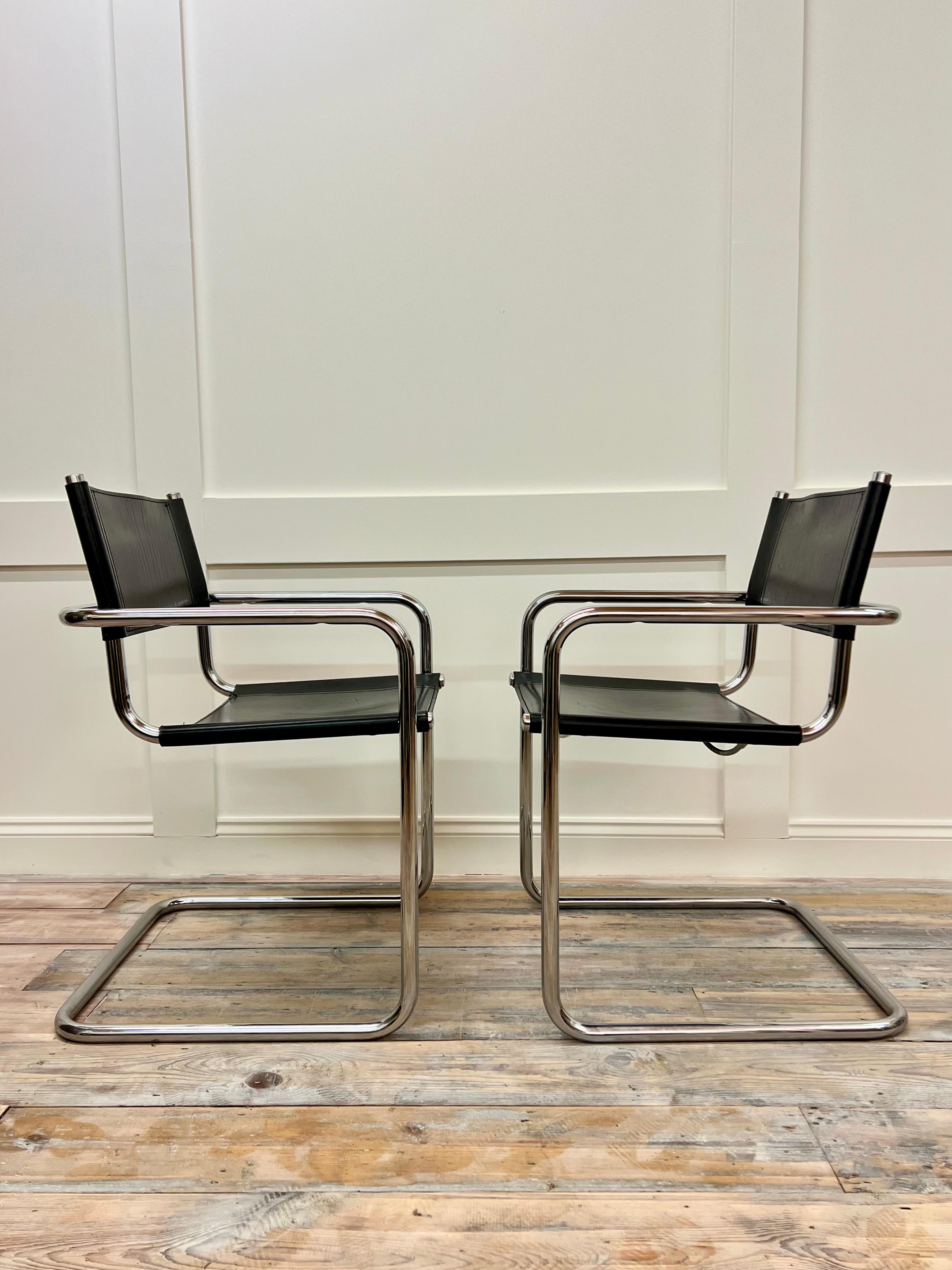 Metalwork Set of 2 Bauhaus Armchairs by Marcel Breuer B34 for Matteo Grassi, Italy c.1960