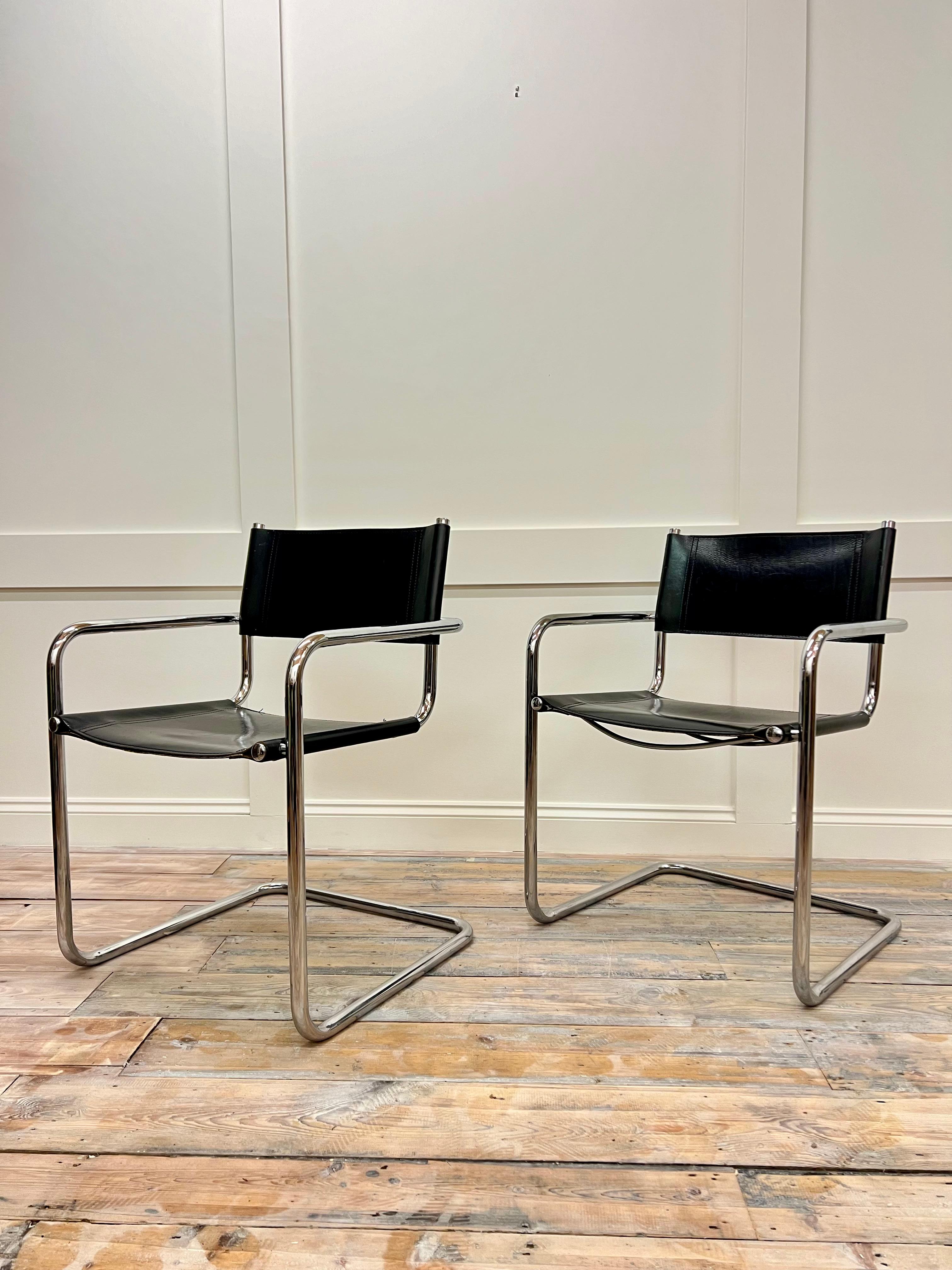 Mid-20th Century Set of 2 Bauhaus Armchairs by Marcel Breuer B34 for Matteo Grassi, Italy c.1960