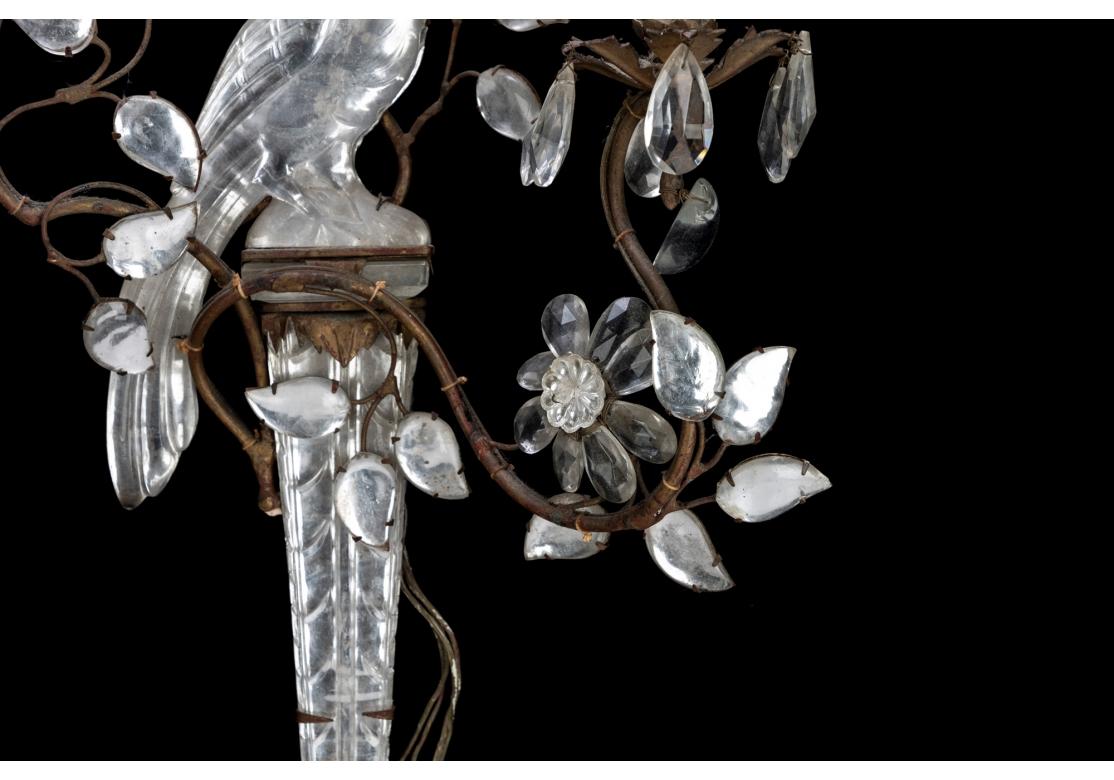 Metal Pair of Vintage Bagues Style Cut Crystal Sconces For Sale