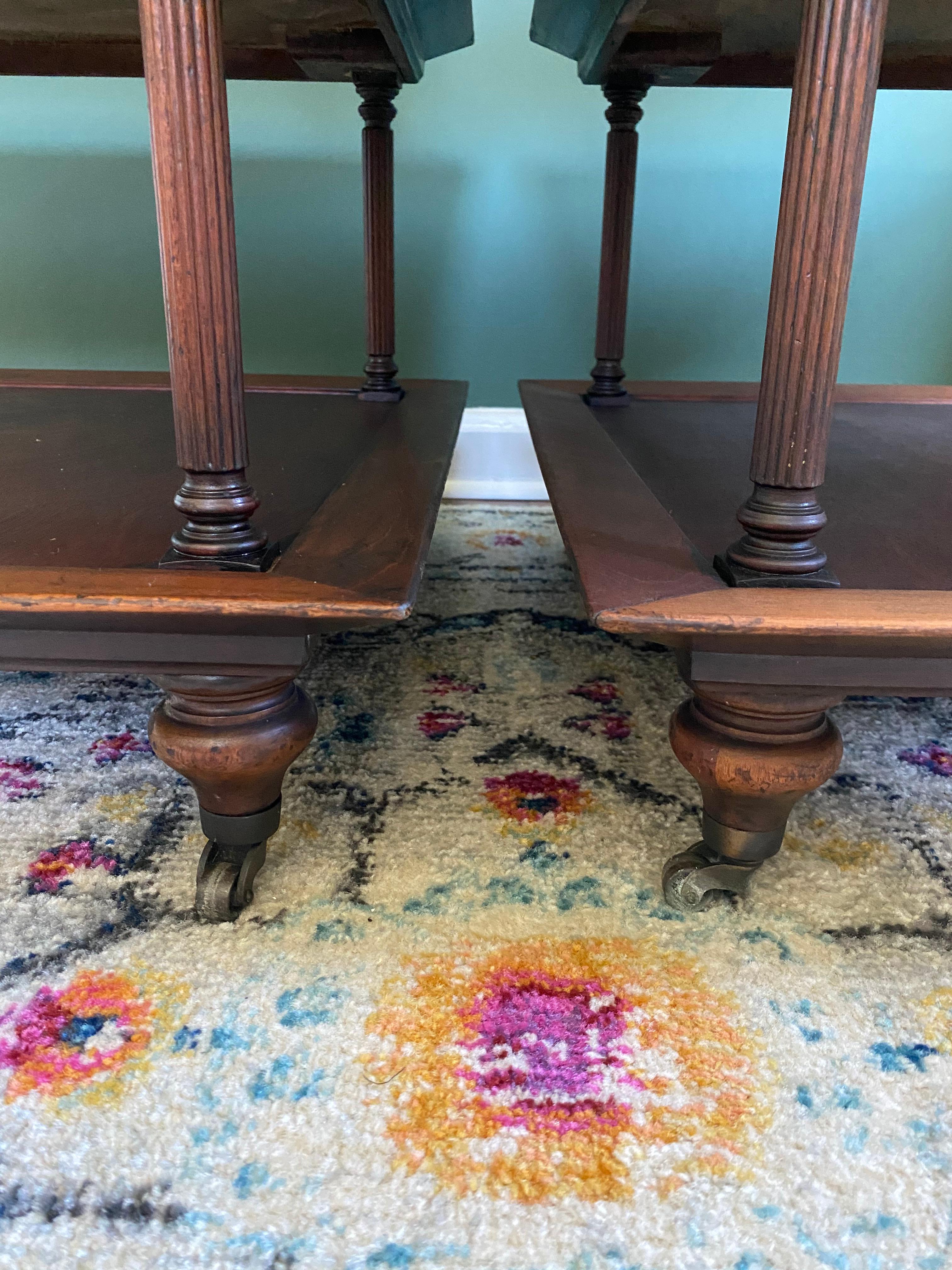 American Pair of Vintage Baker Furniture Co. Style Three Tier Brown Side Tables