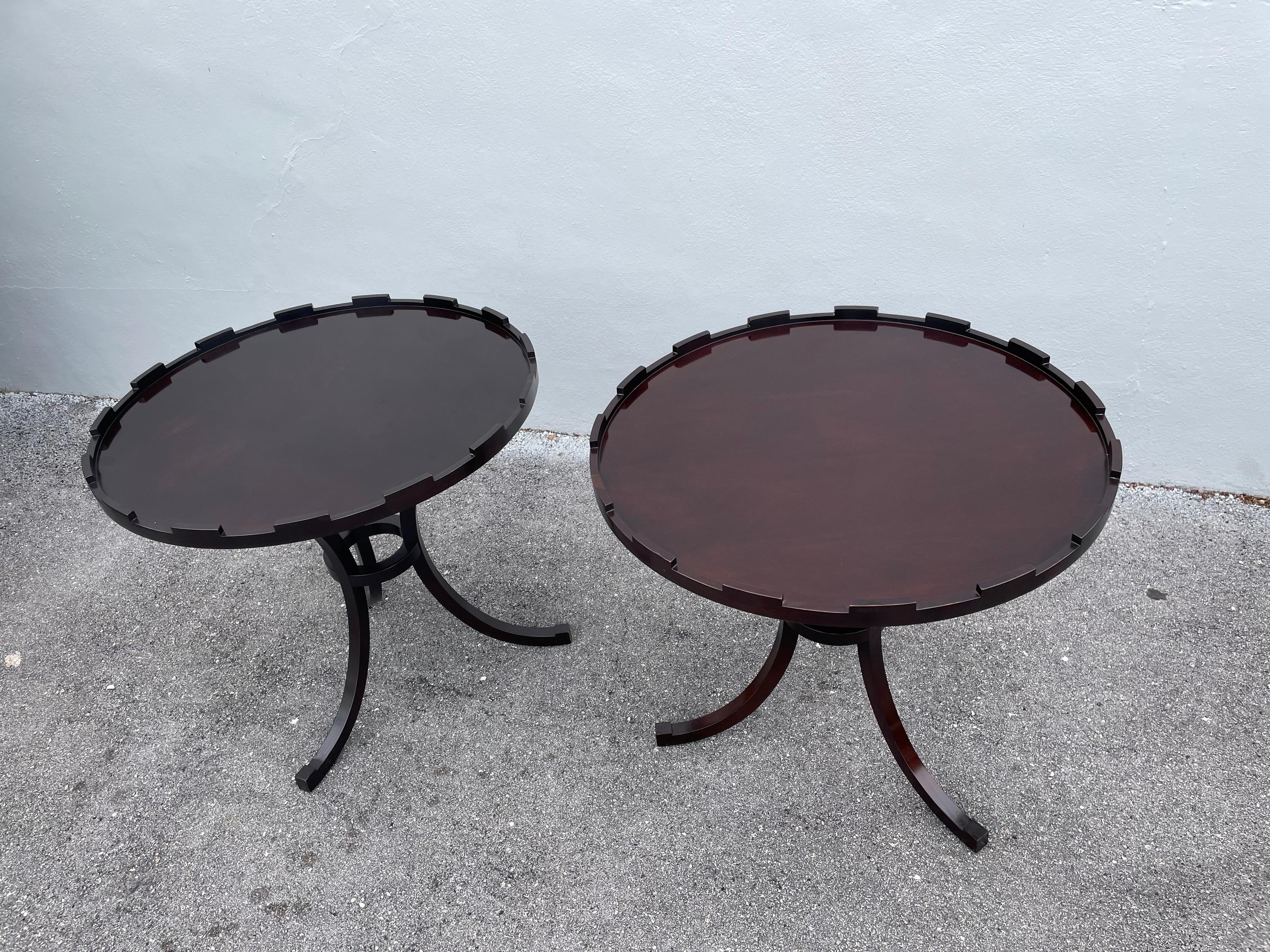 Art Deco Pair of Vintage Baker Round Gueridon Tables For Sale