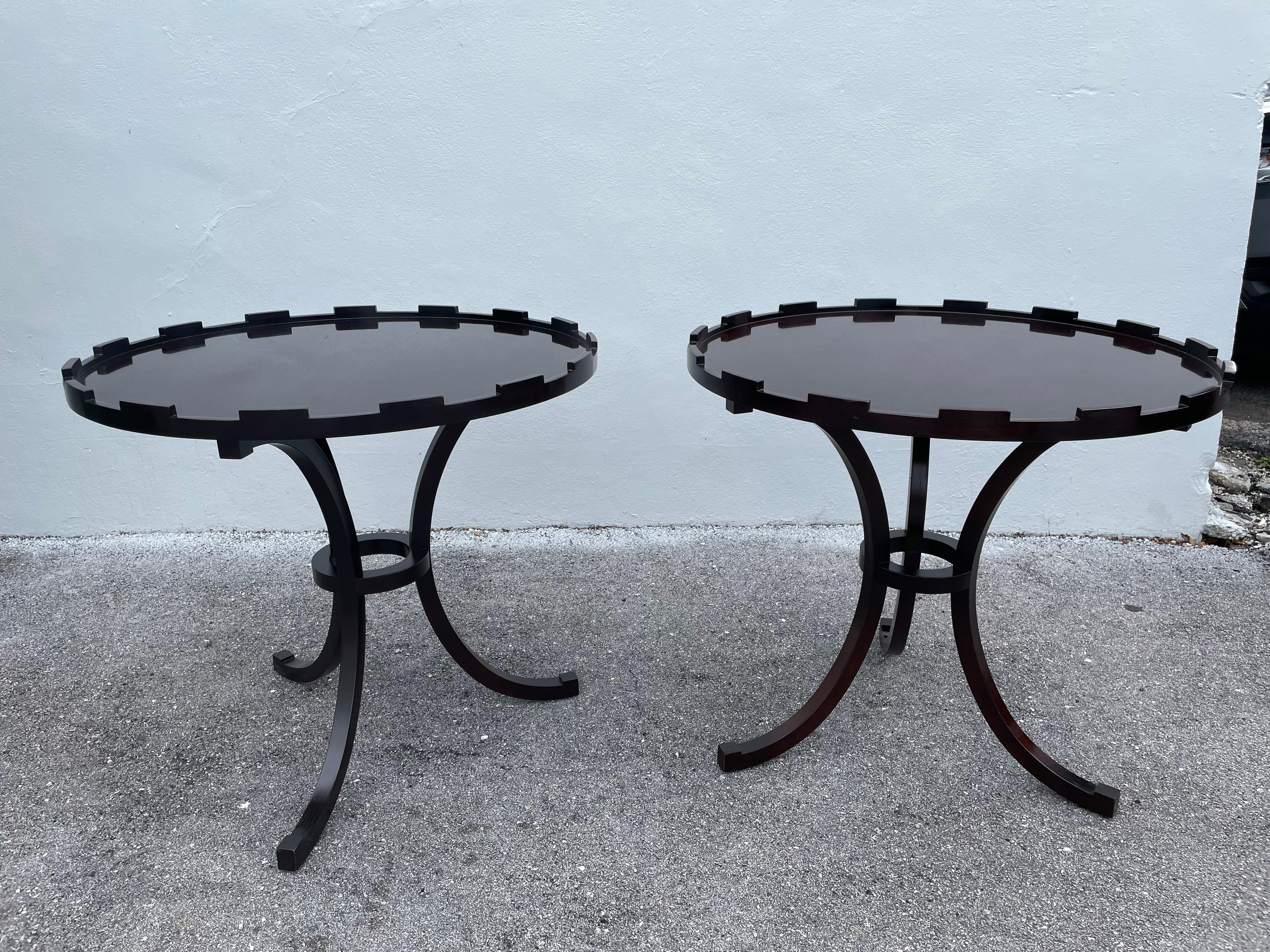 Late 20th Century Pair of Vintage Baker Round Gueridon Tables For Sale