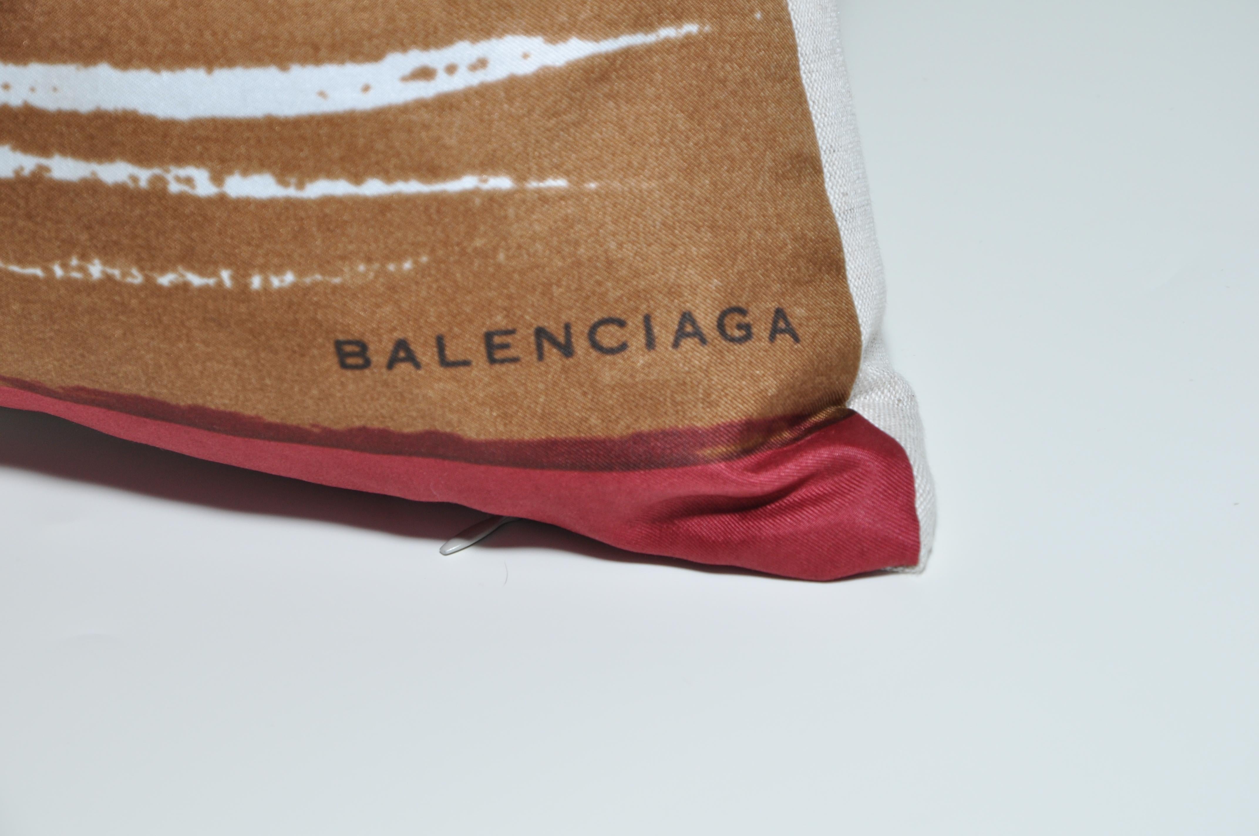 Vintage Balenciaga Silk Fabric and Irish Linen Cushions Pillows Maroon In Good Condition For Sale In Belfast, Northern Ireland