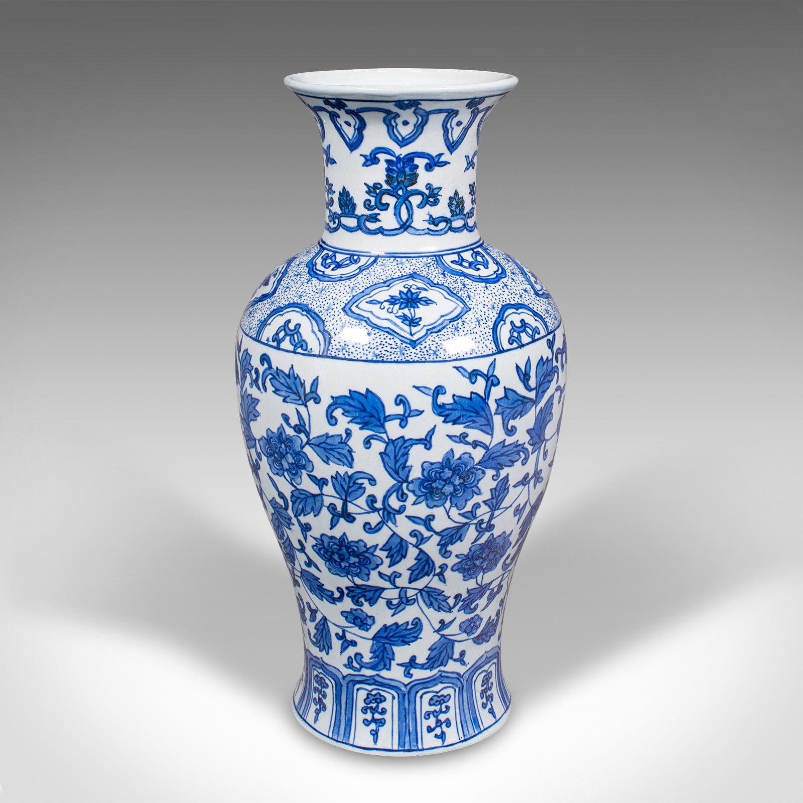 20th Century Pair Of Vintage Baluster Flower Vases, Chinese, Ceramic, Art Deco, Circa 1940