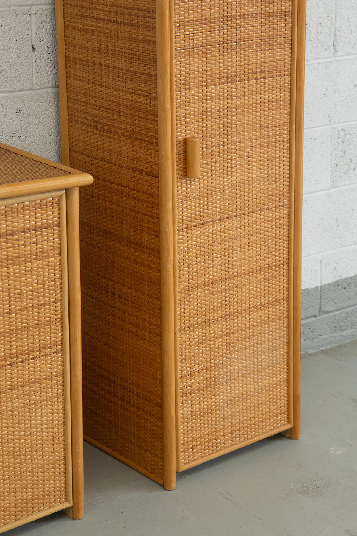 Pair of vintage bamboo and rattan cabinets In condizioni buone in vendita a Milano, IT