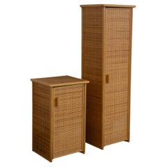 Pair of vintage bamboo and rattan cabinets