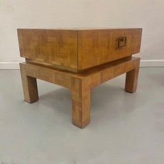 Pair of Vintage Bamboo & Brass bedside tables made in Italy ca. 1980s