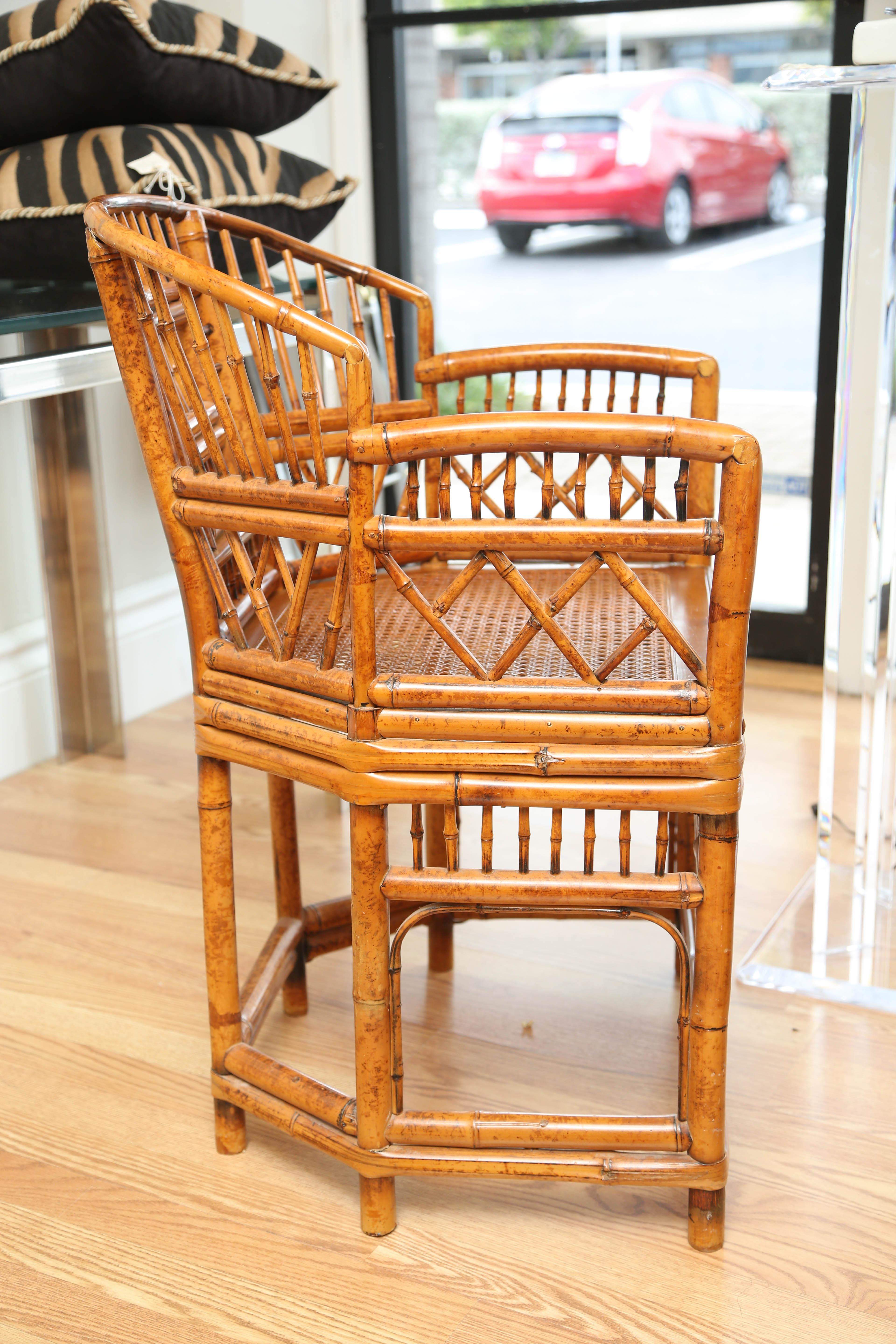 Pair of Vintage Bamboo Brighton Pavilion Armchairs  In Good Condition In West Palm Beach, FL