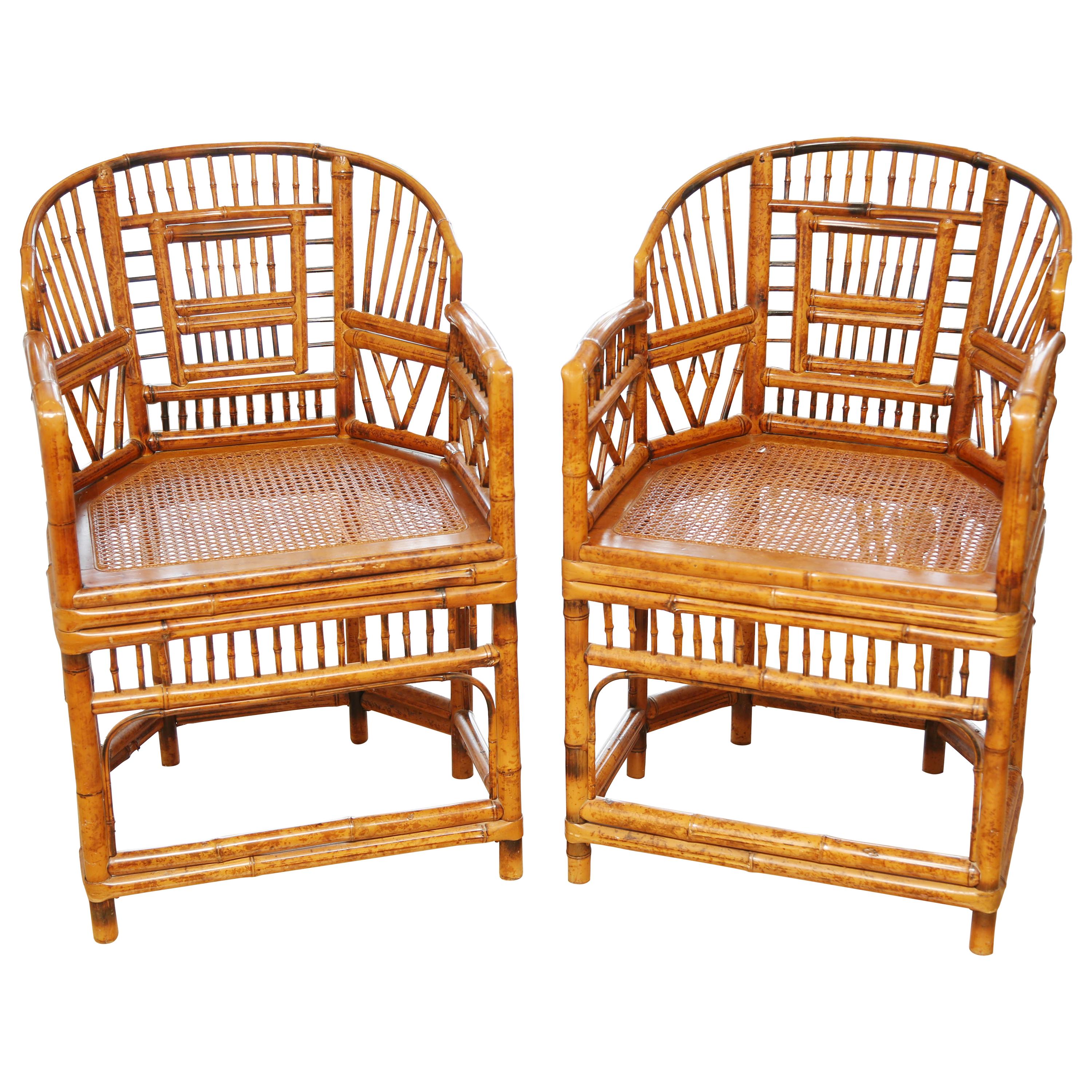 Pair of Vintage Bamboo Brighton Pavilion Armchairs 