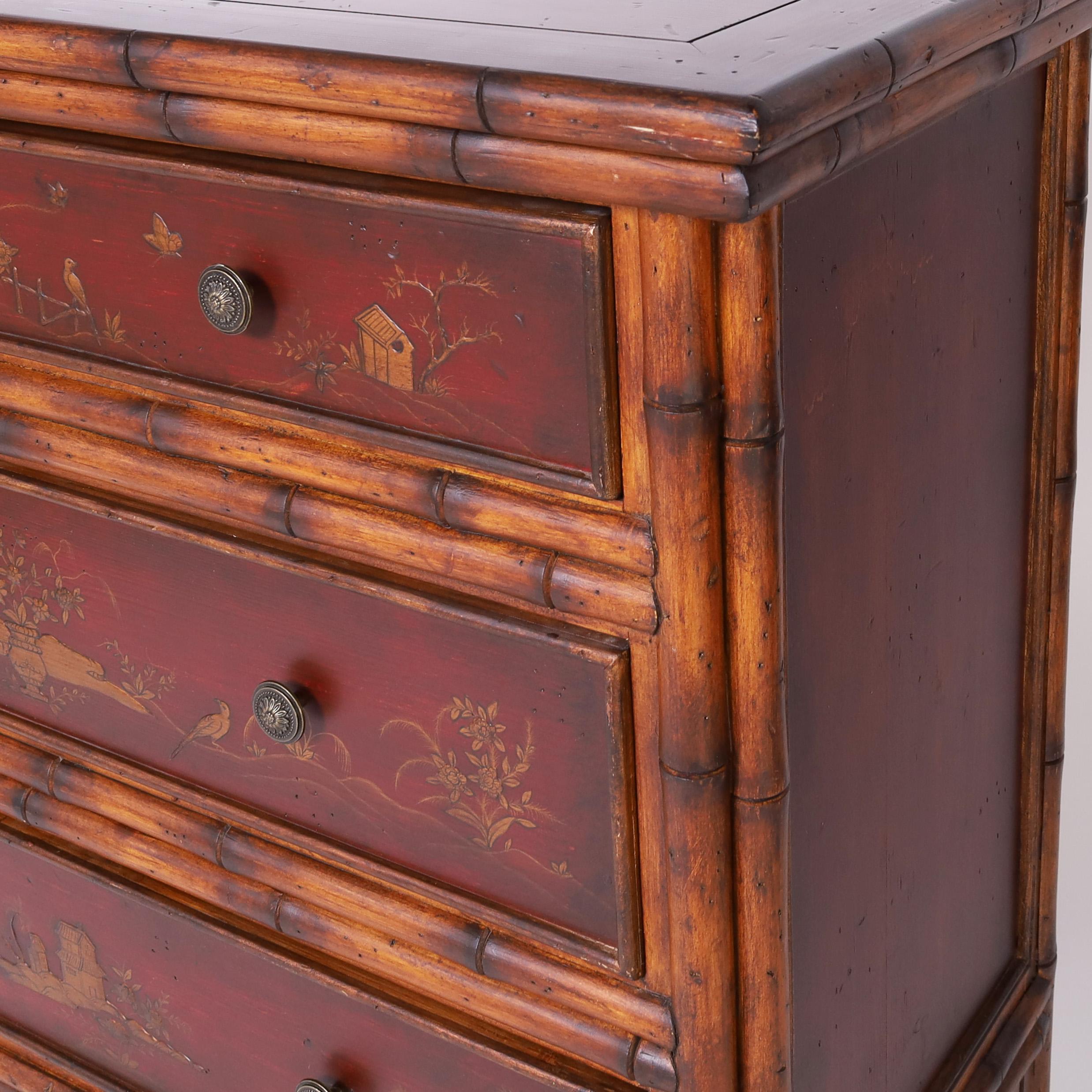 Pair of Vintage Faux Bamboo Chinoiserie Chests For Sale 1