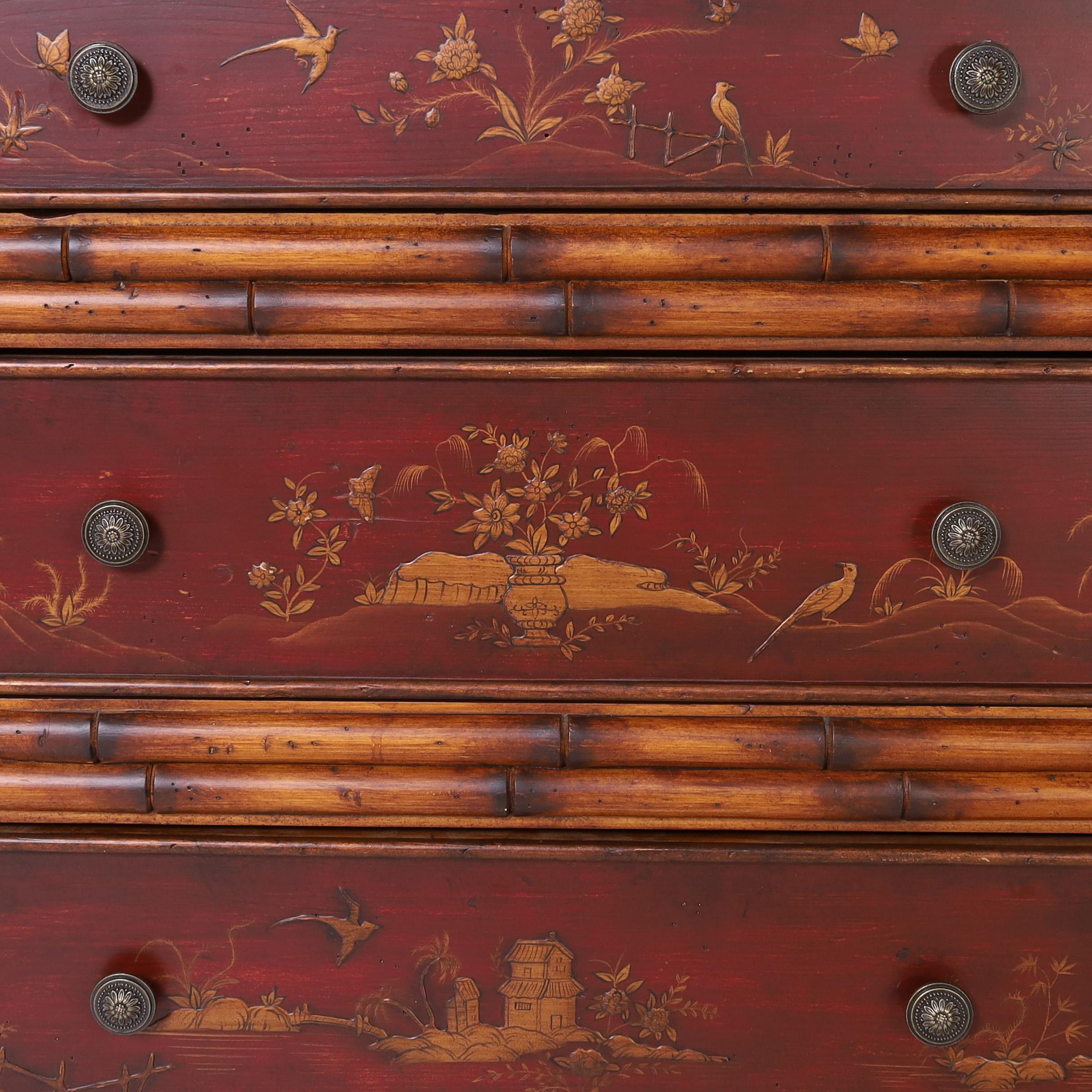 Pair of Vintage Faux Bamboo Chinoiserie Chests For Sale 2