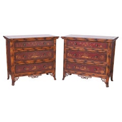 Pair of Vintage Faux Bamboo Chinoiserie Chests