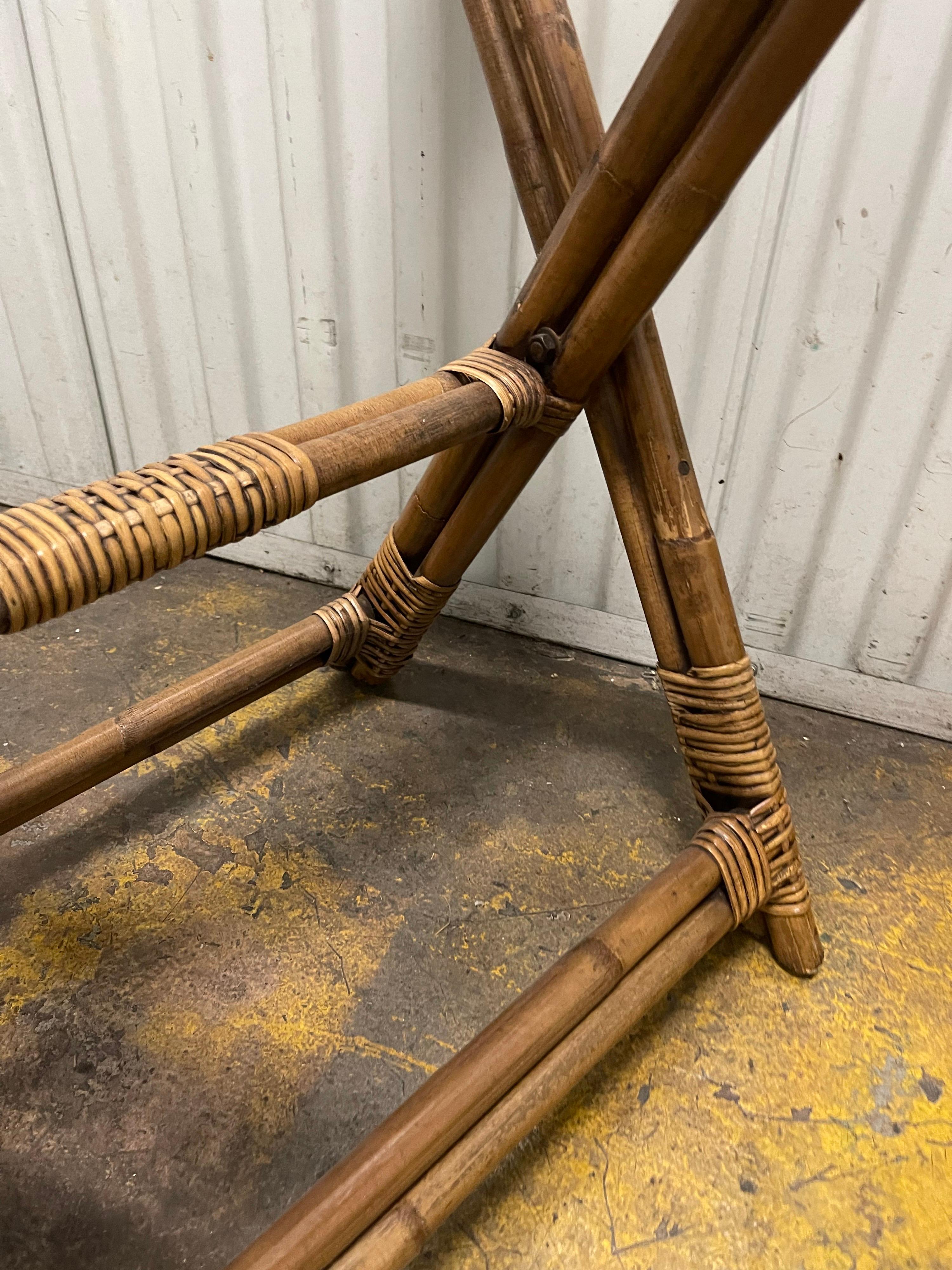 Pair of Vintage Bamboo & Leather Luggage Racks 8