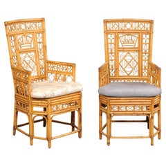 Pair of Vintage Bamboo Occasional Armchairs