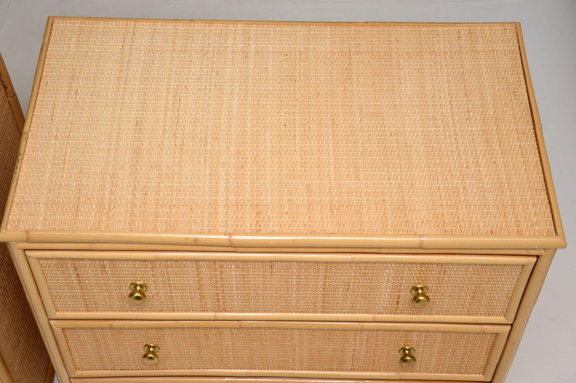Pair of Vintage Bamboo Rattan Chest of Drawers 3