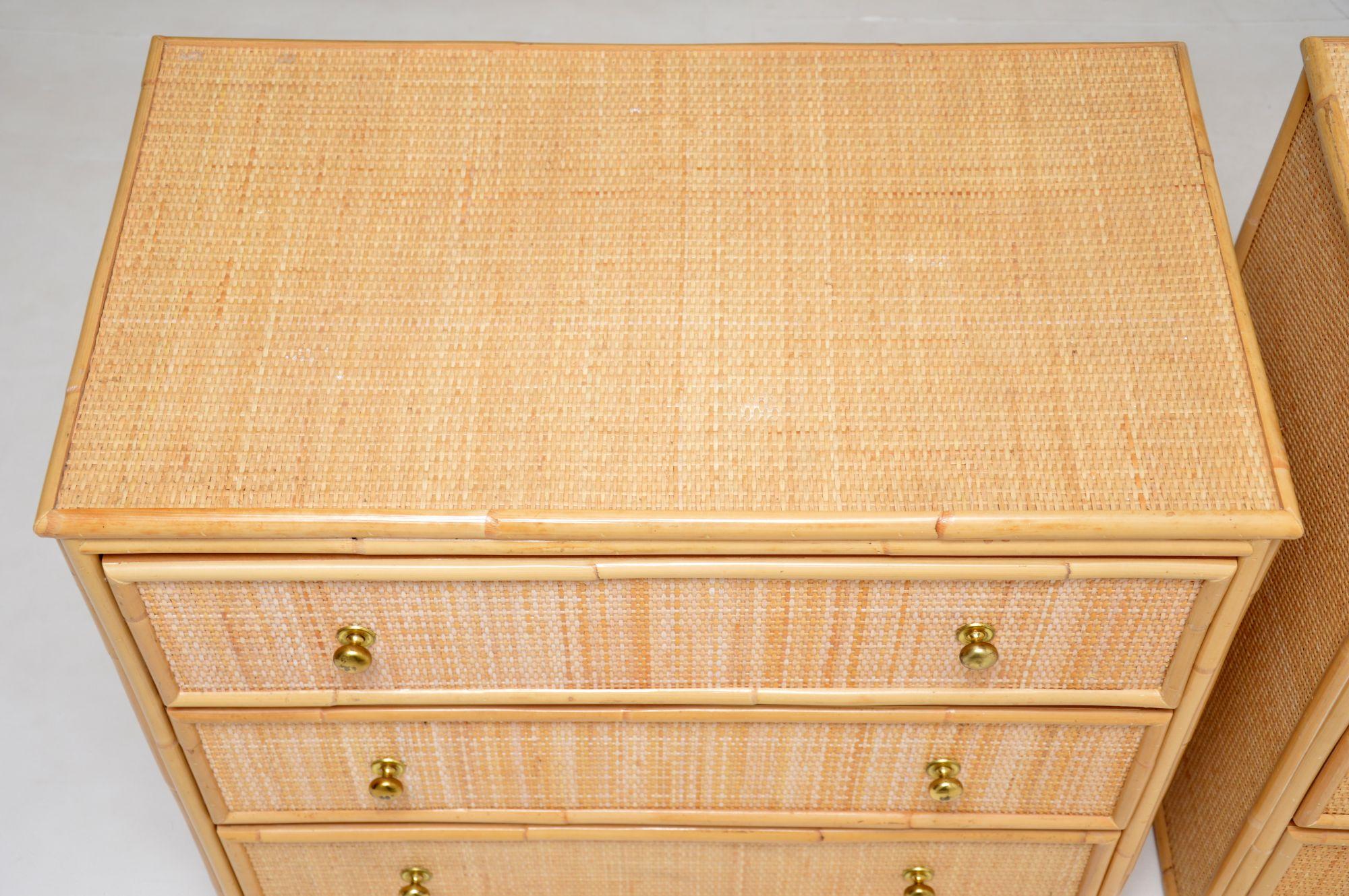 Pair of Vintage Bamboo Rattan Chest of Drawers 2