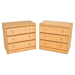 Pair of Vintage Bamboo Rattan Chest of Drawers